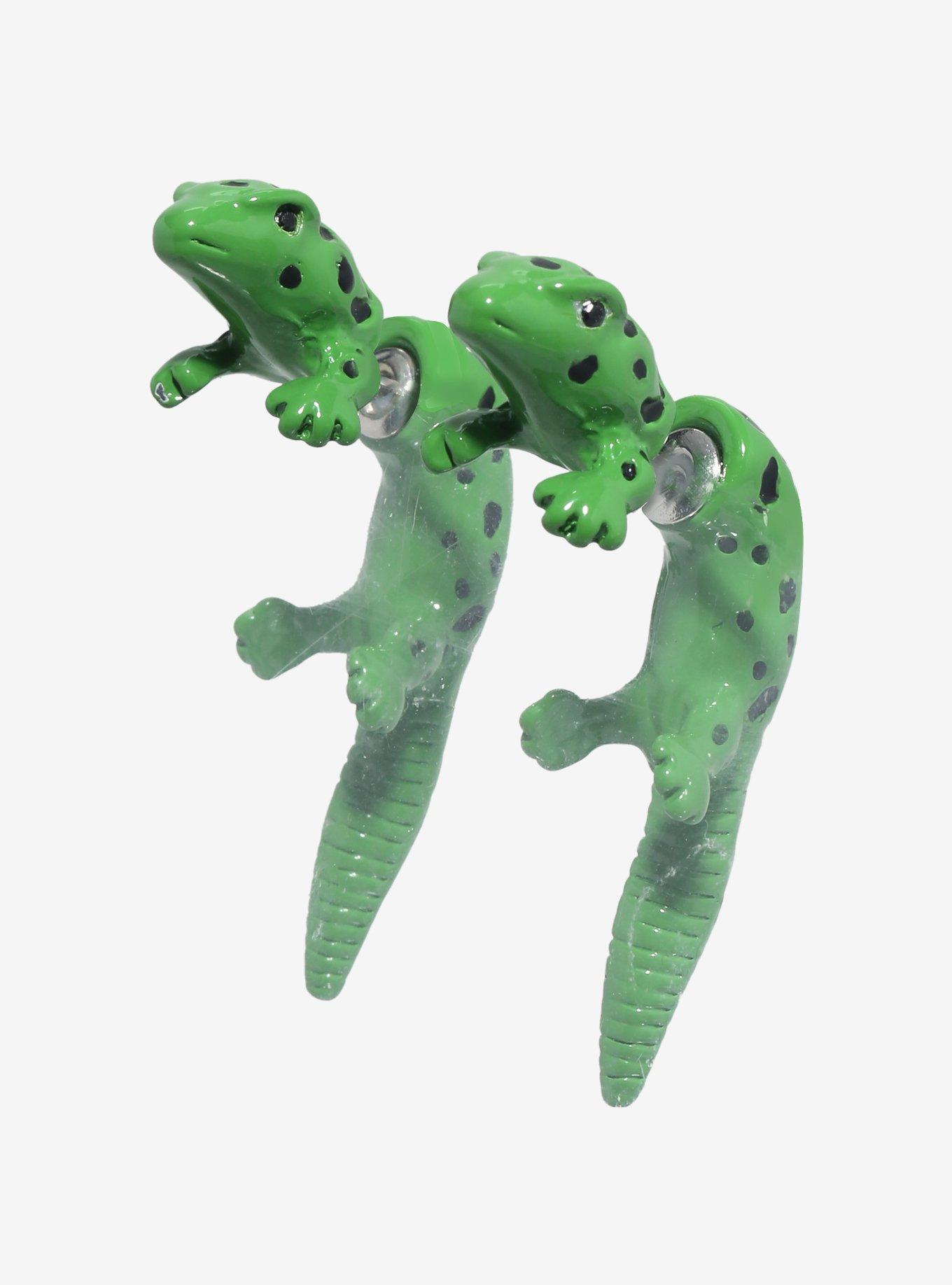 Spotted Lizard Front/Back Stud Earrings, , hi-res