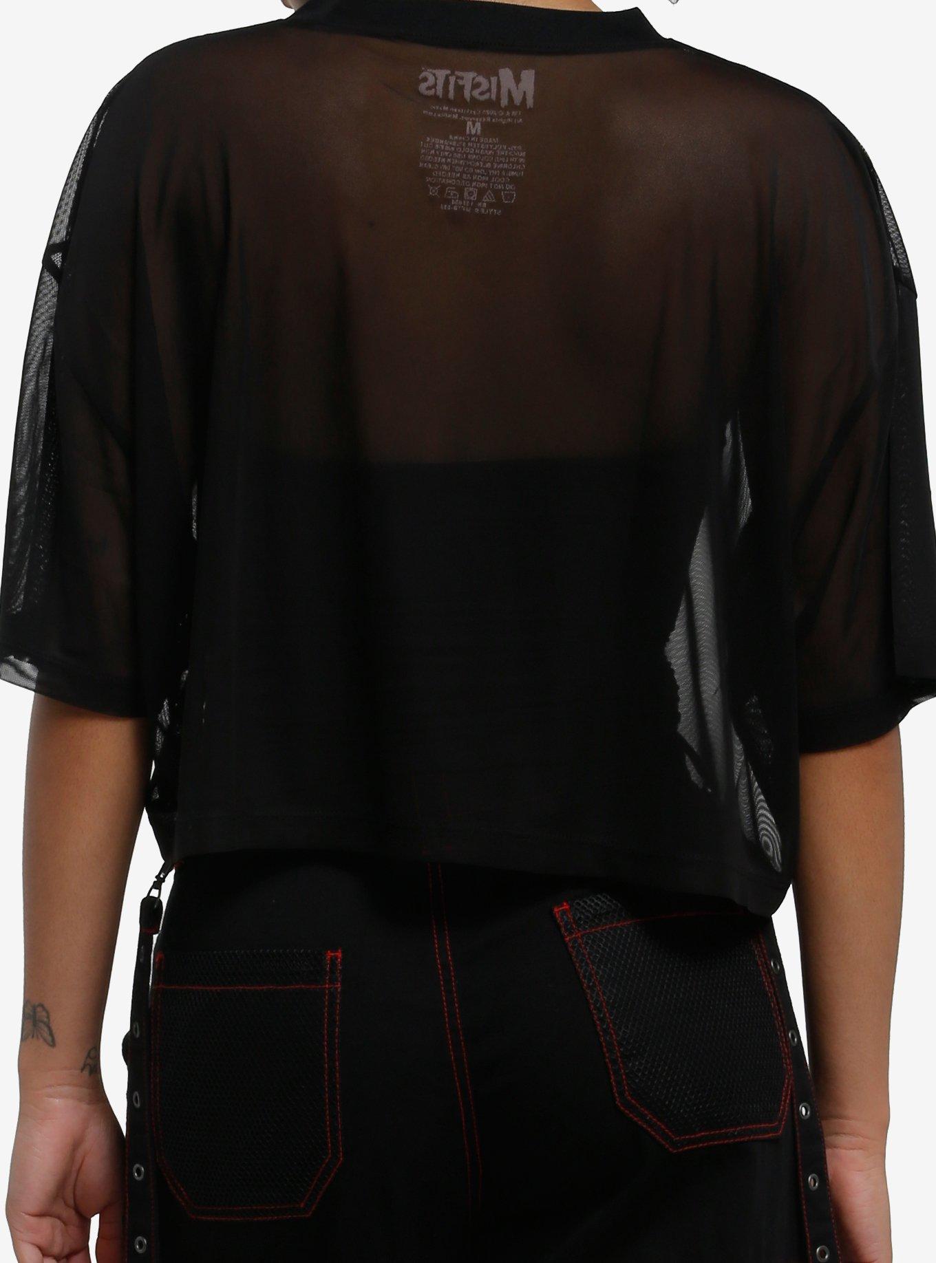 Misfits Fiend Skull Mesh Girls Crop Top, , hi-res
