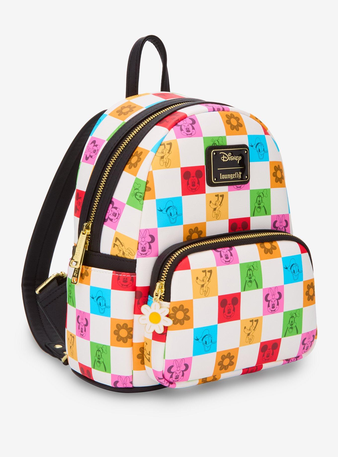 Loungefly Disney Mickey and Friends Checkered Colorful Mini Backpack — BoxLunch Exclusive, , hi-res