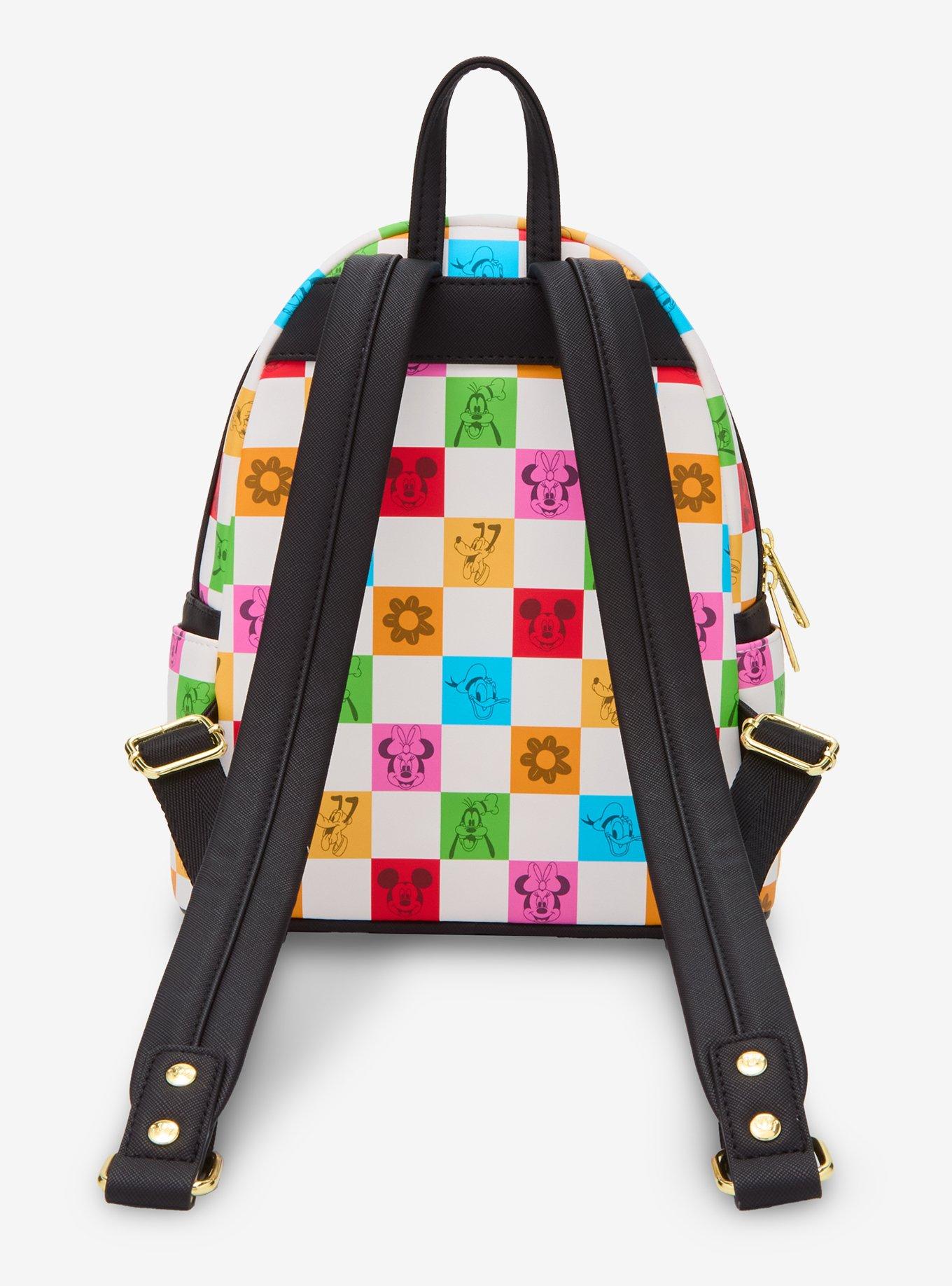 Loungefly Disney Mickey and Friends Checkered Colorful Mini Backpack — BoxLunch Exclusive, , alternate