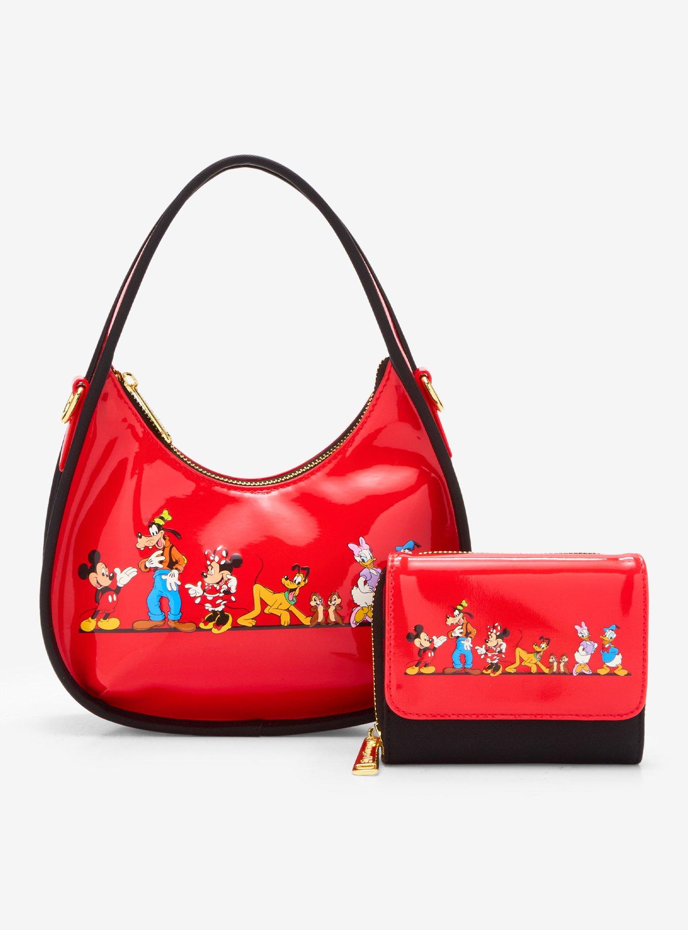 Loungefly Disney Mickey Mouse & Friends Red Vinyl Crossbody Bag - BoxLunch Exclusive