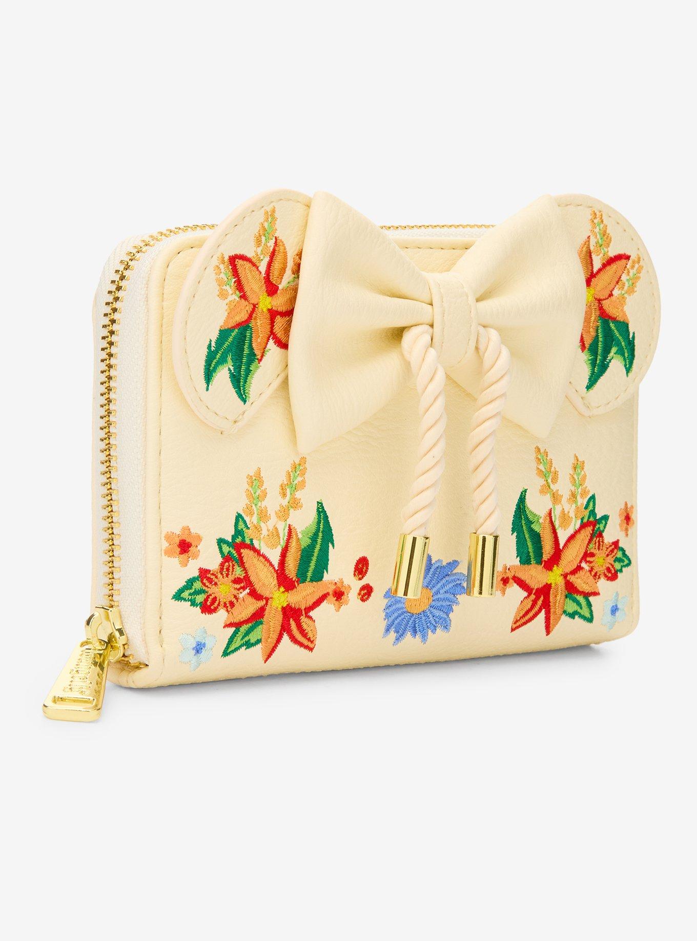 Loungefly Disney Minnie Mouse Orange Floral Ears Small Zip Wallet - BoxLunch Exclusive, , hi-res