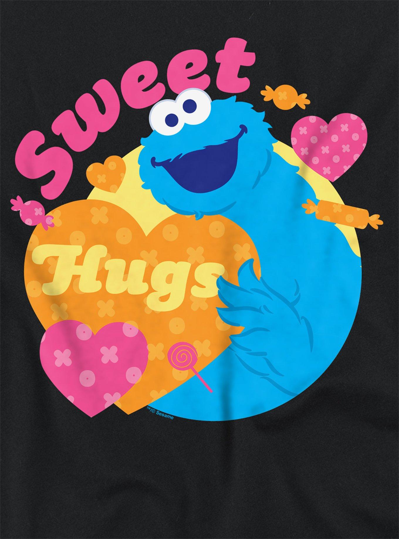 Sesame Street Sweet Hugs With Cookie Monster Women's Crop Top T-Shirt, BLACK, alternate