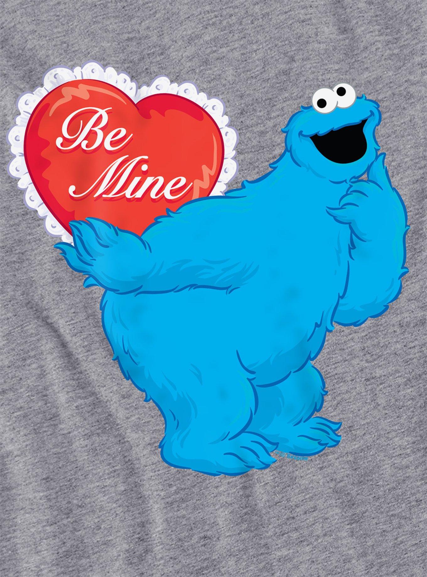 Sesame Street Be Mine With Cookie Monster Women's Crop Top T-Shirt, ATHLETIC HEATHER, alternate