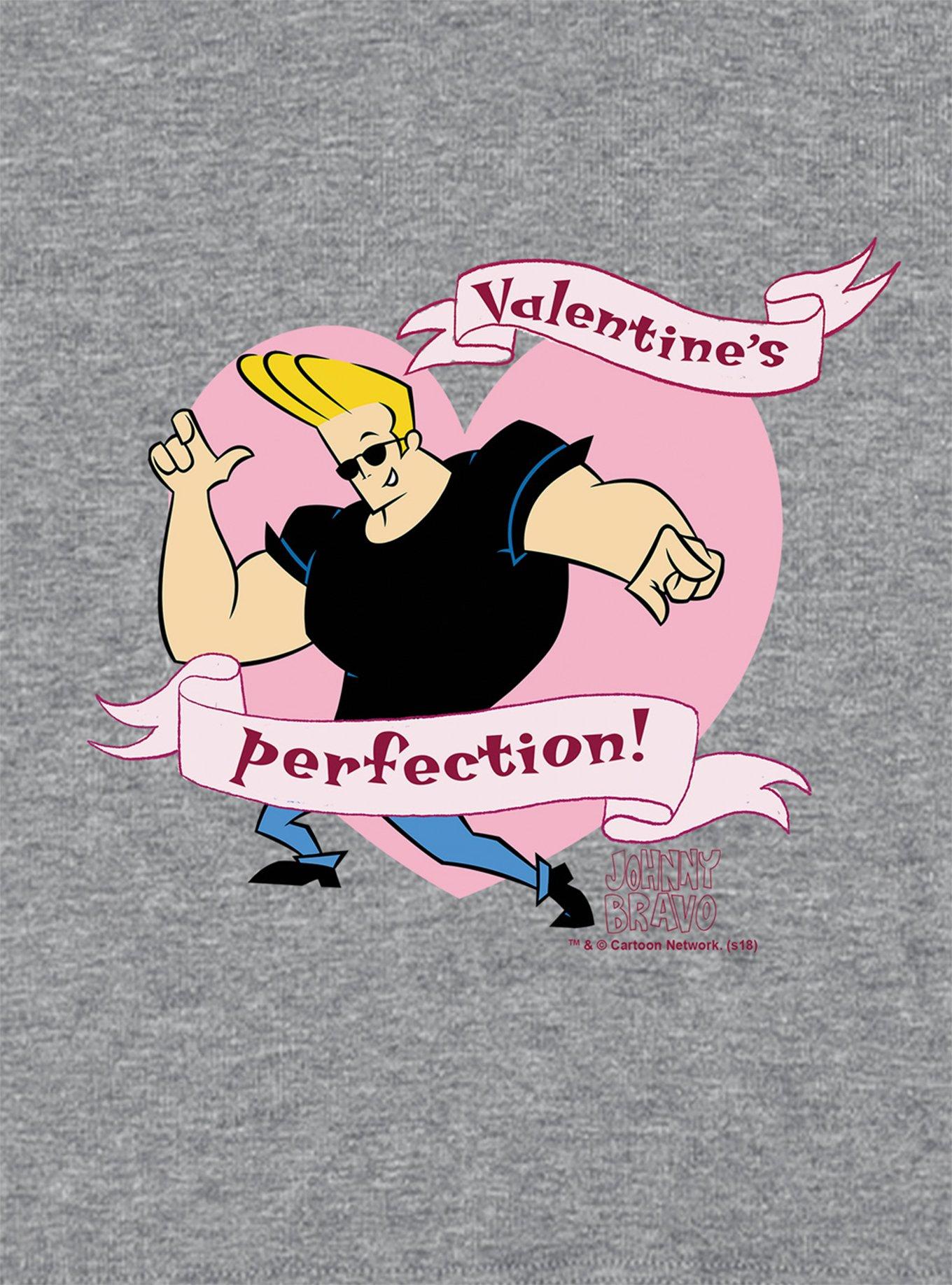 Johnny Bravo Valentines Perfection Cap Sleeve Baby Rib Women's Crop Top, ATHLETIC HEATHER, alternate