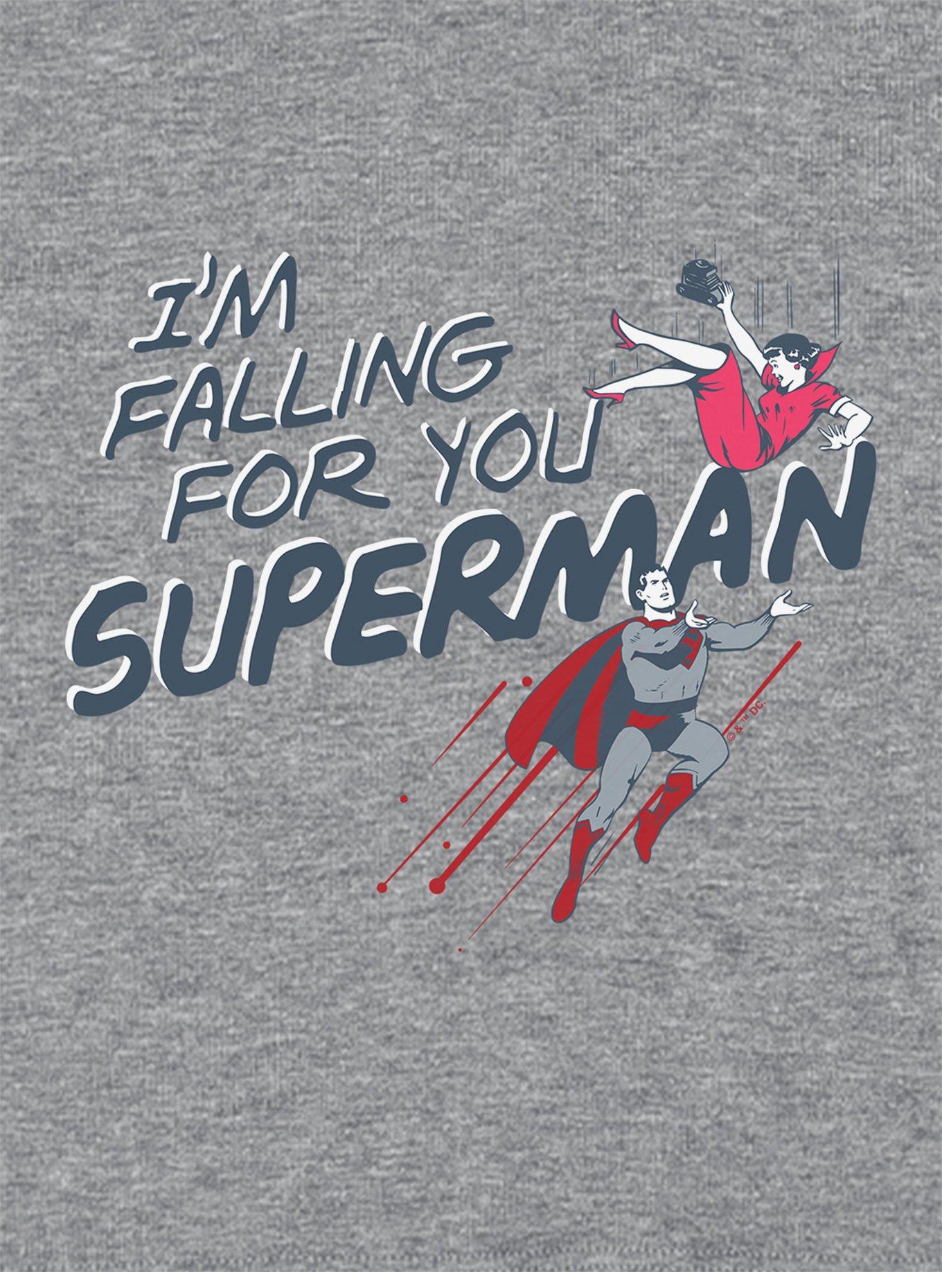 DC Comics Superman Falling For You Cap Sleeve Baby Rib Women's Crop Top, ATHLETIC HEATHER, alternate