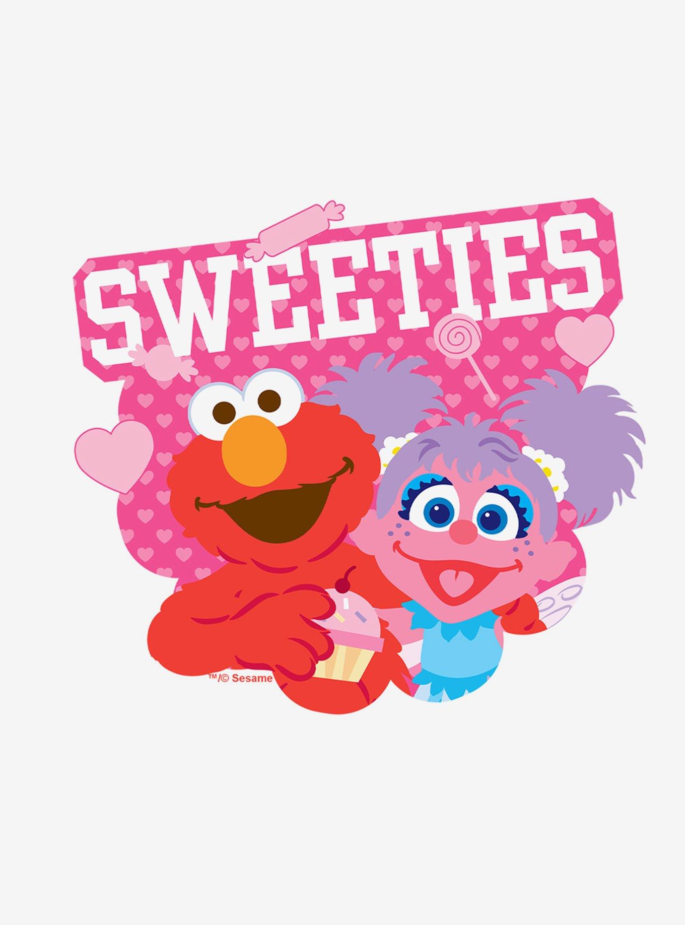 Sesame Street Sweeties Elmo and Abby Cap Sleeve Baby Rib Women's Crop Top, BRIGHT WHITE, alternate