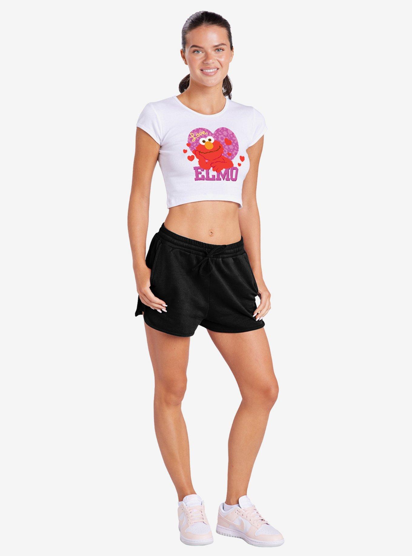 Sesame Street Love Elmo Cap Sleeve Baby Rib Women's Crop Top, , hi-res