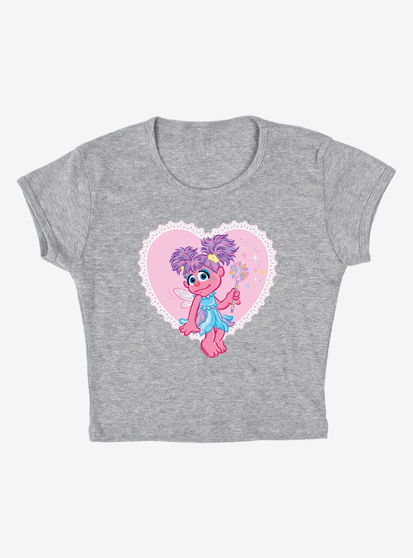 Sesame Street Heart With Abby Cadabby Cap Sleeve Baby Rib Women's Crop Top, ATHLETIC HEATHER, alternate