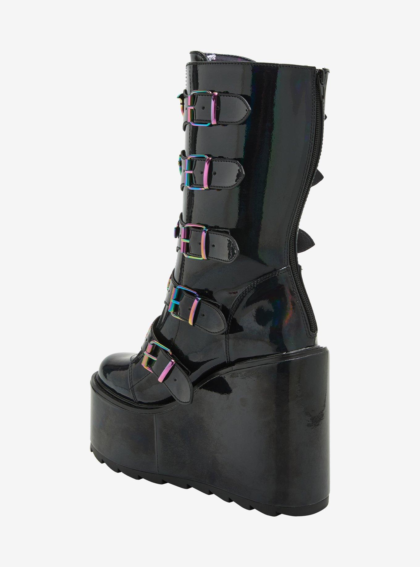 YRU Monster High Black Holographic Dune Platform Boots, MULTI, alternate