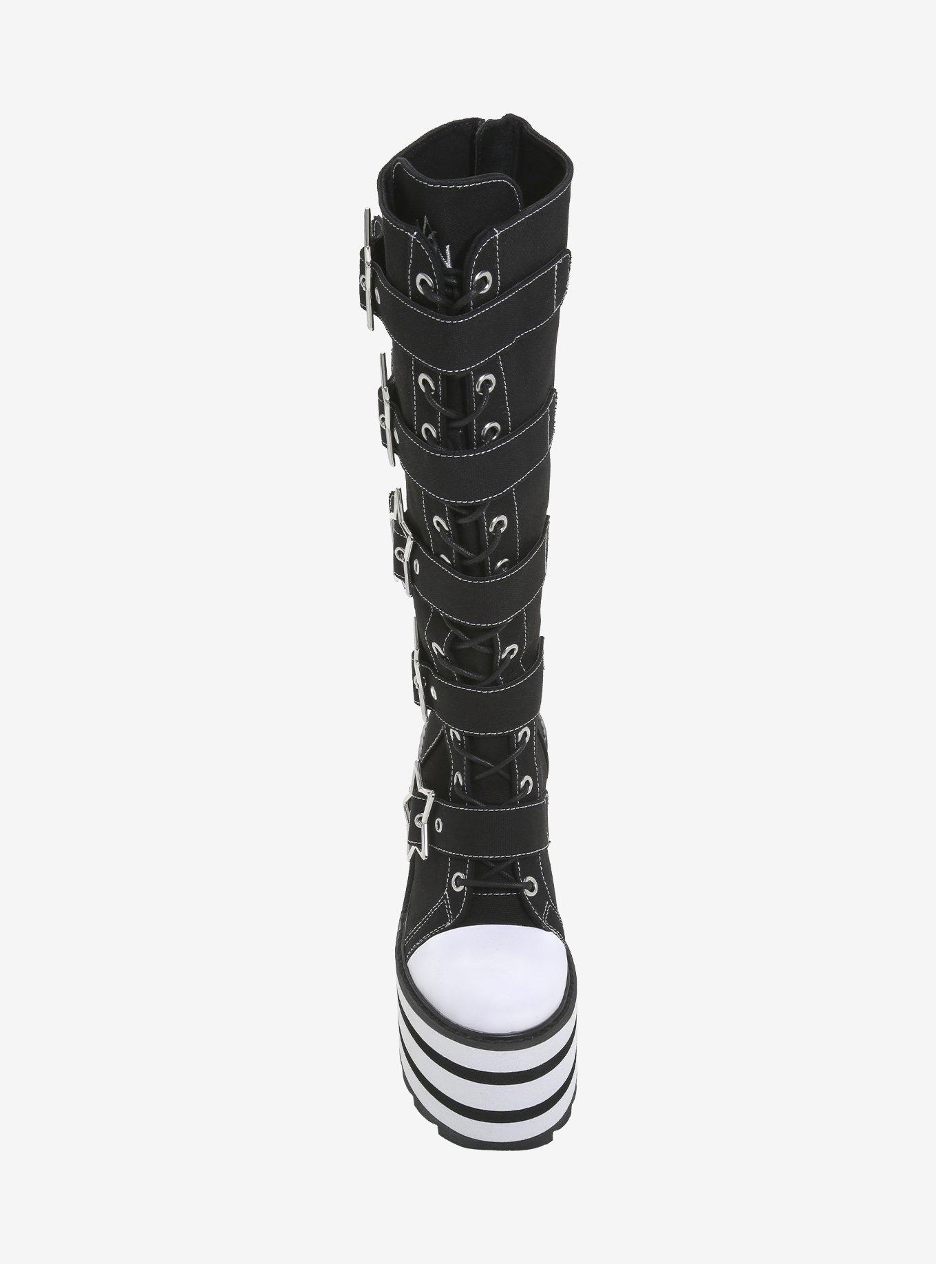 YRU Black & White Star Detention Platform Boots, MULTI, alternate