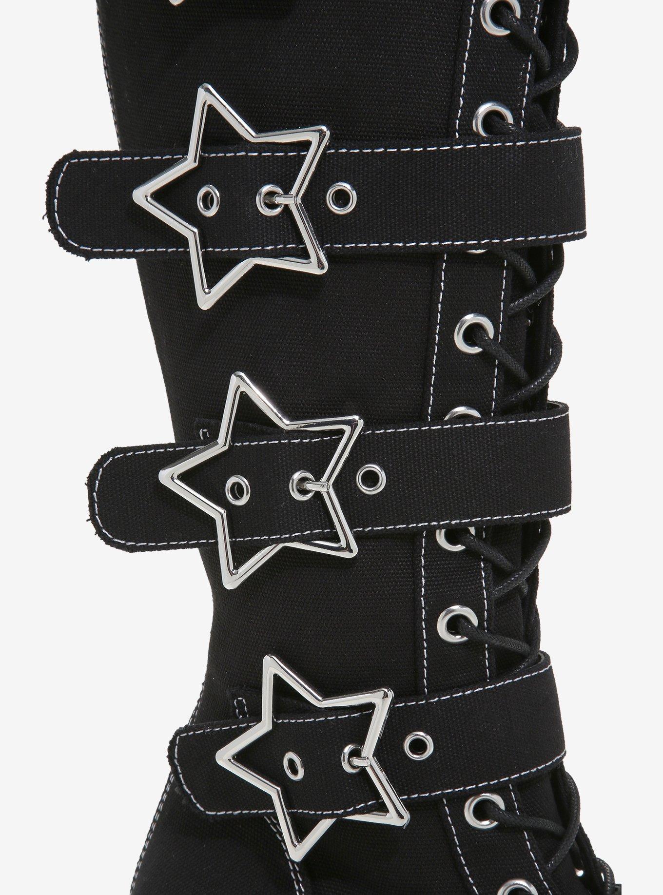 YRU Black & White Star Detention Platform Boots, MULTI, alternate