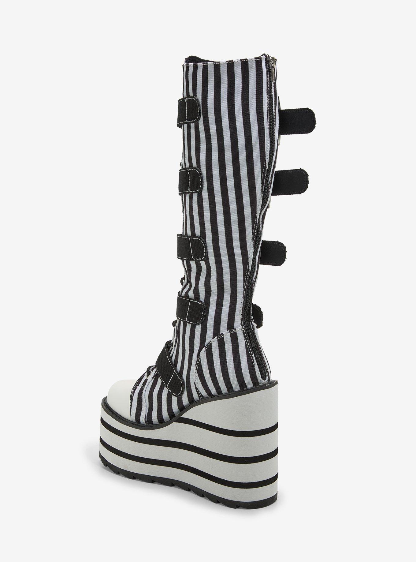 YRU Black & White Star Detention Platform Boots, MULTI, alternate