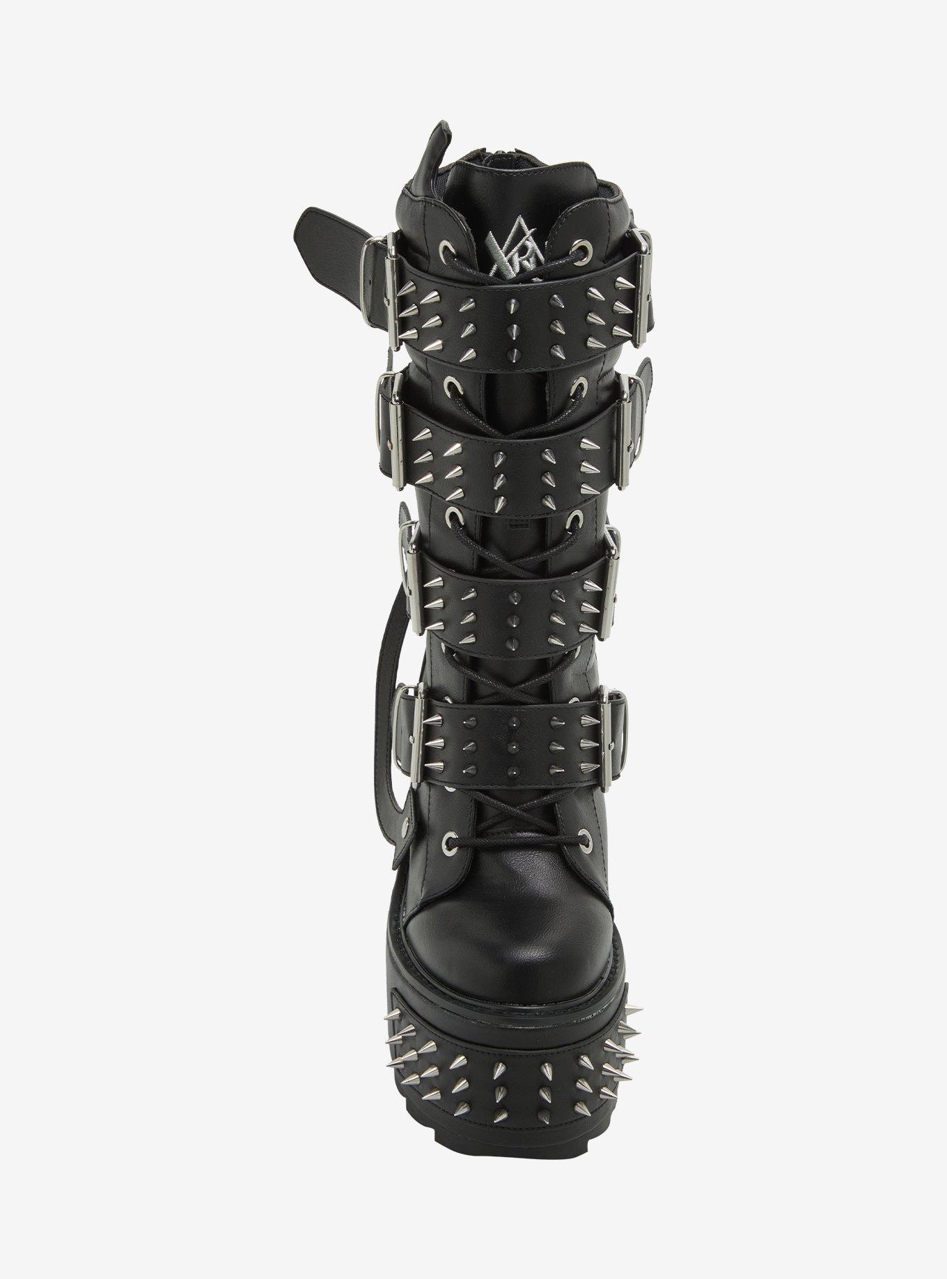 YRU Black & Silver Spike Dune Platform Boots, MULTI, alternate