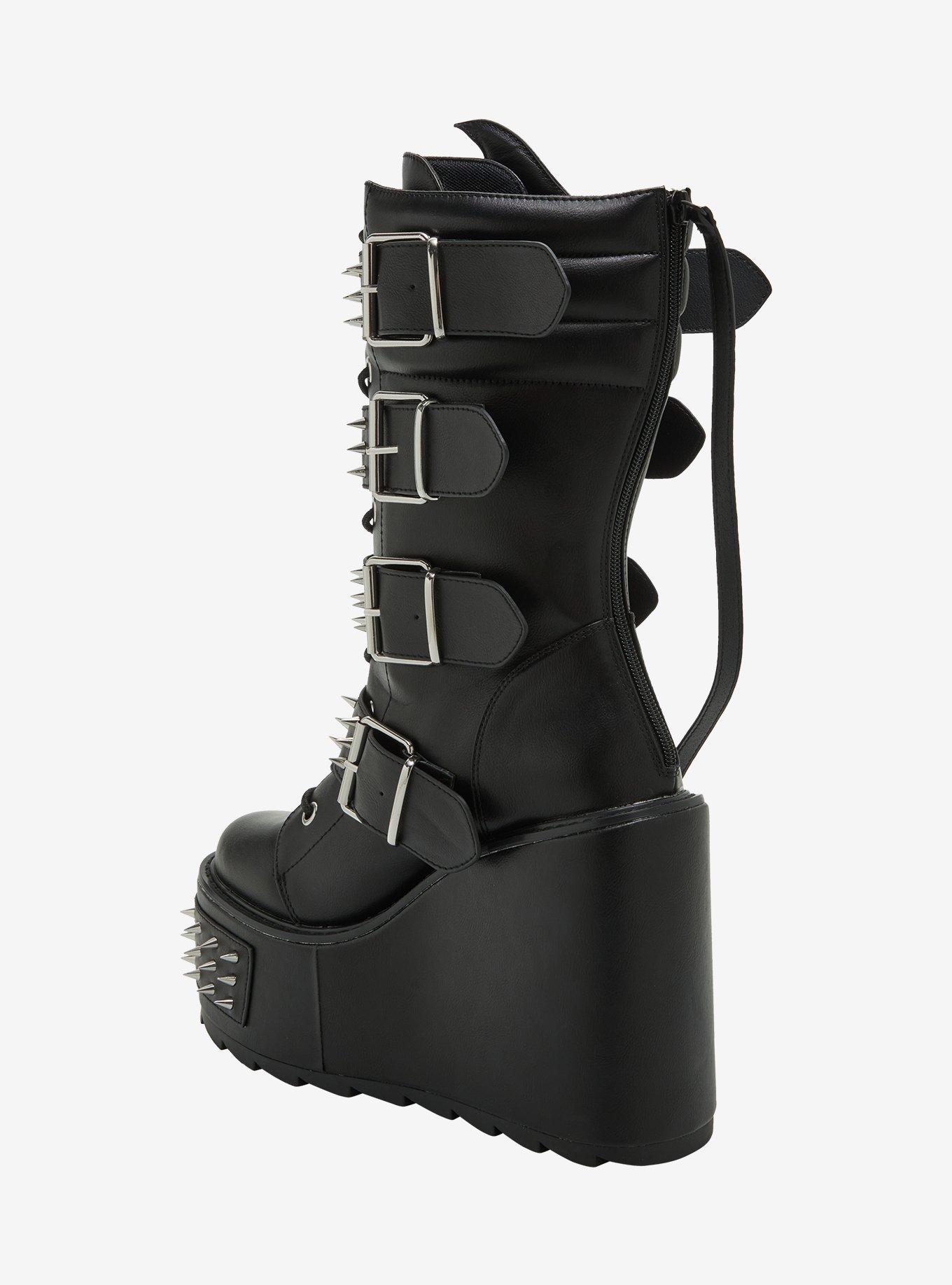 YRU Black & Silver Spike Dune Platform Boots, MULTI, alternate