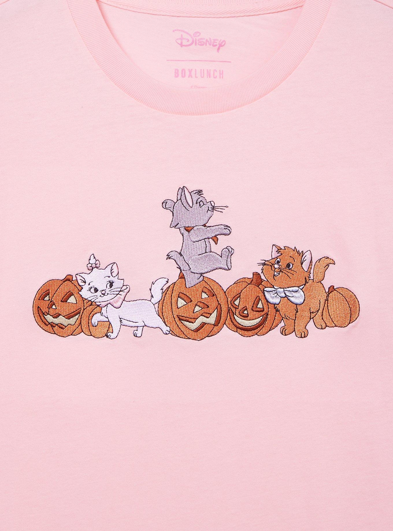 Disney The Aristocats Kittens & Jack-o-Lanterns Embroidered Women's T-Shirt - BoxLunch Exclusive, LIGHT PINK, alternate - view 3