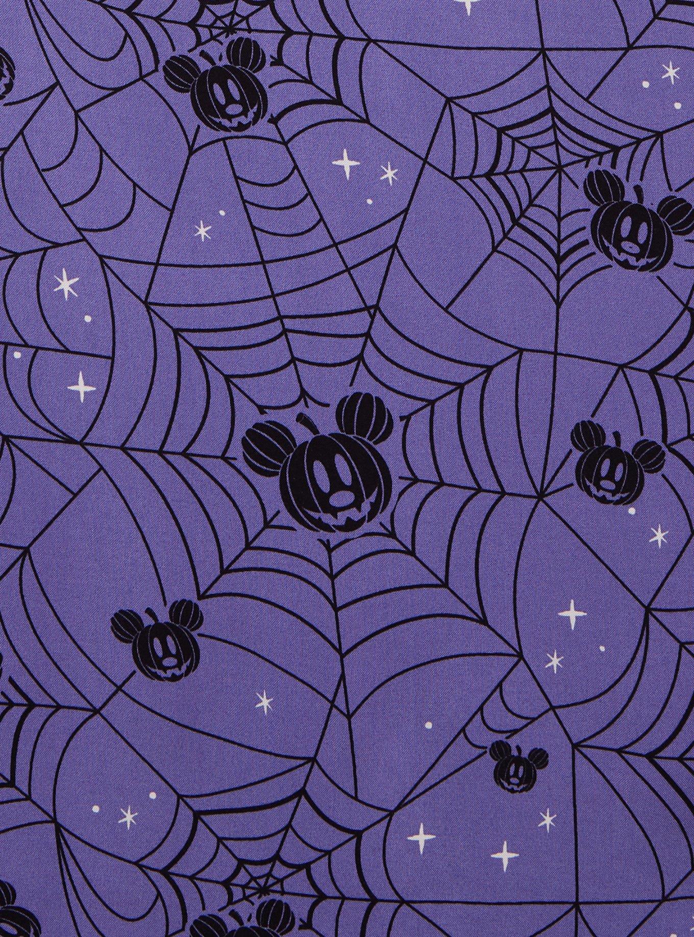 Disney Mickey Mouse Jack-o-Lantern Spiderweb Allover Print Smock Dress - BoxLunch Exclusive, DARK PURPLE, alternate