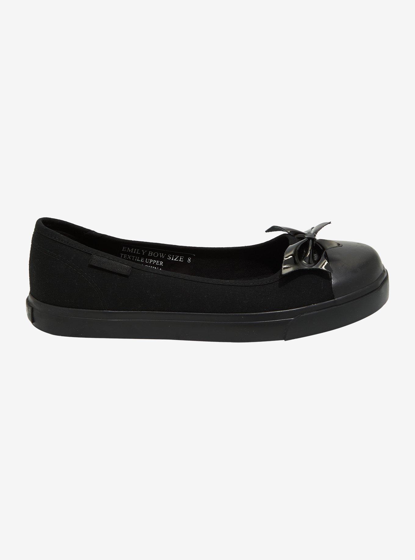 Strange Cvlt Black Bat Bow Emily Flats, , hi-res