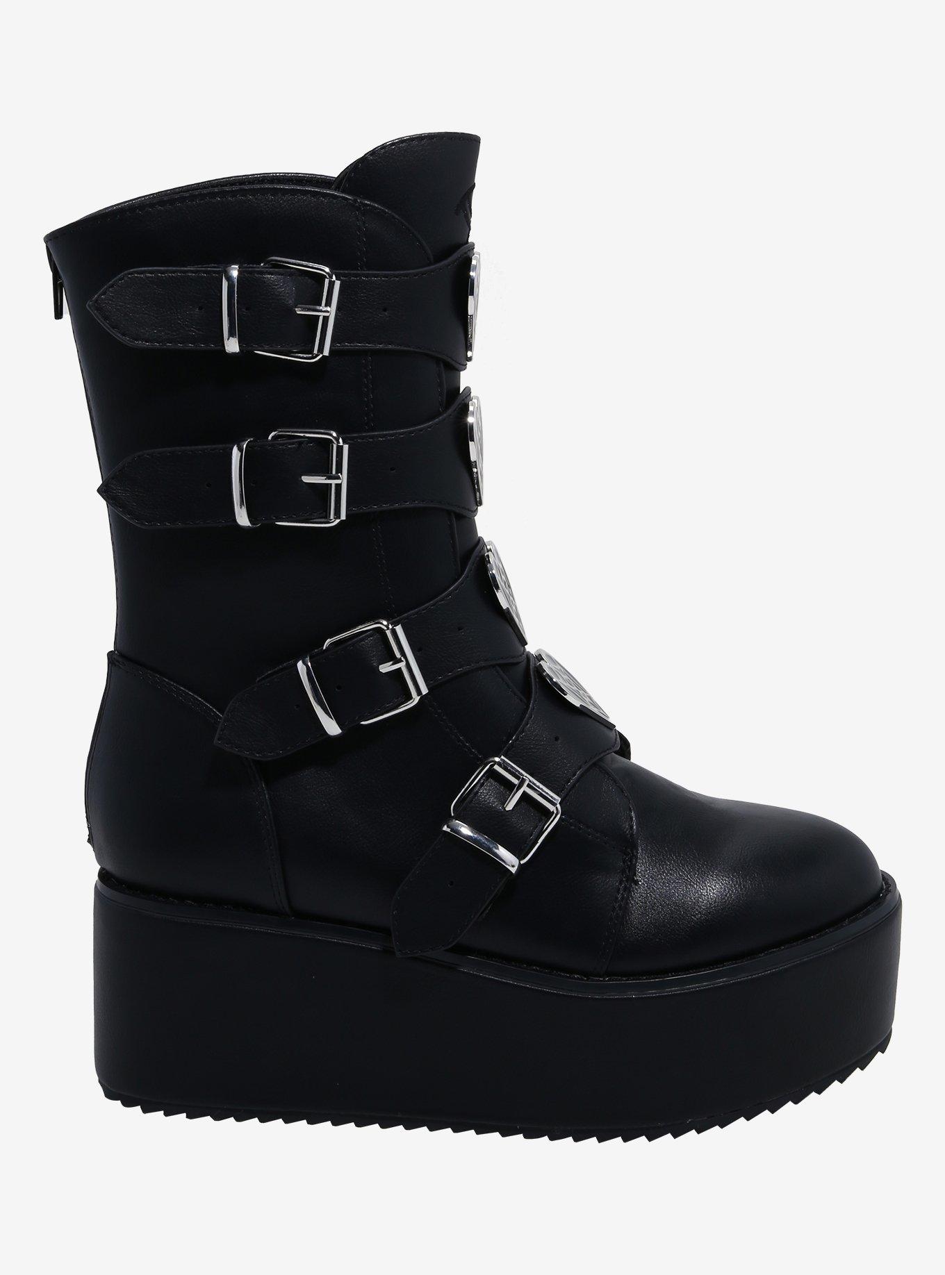 Strange Cvlt Black Web Heart Dominion Platform Boots, MULTI, alternate