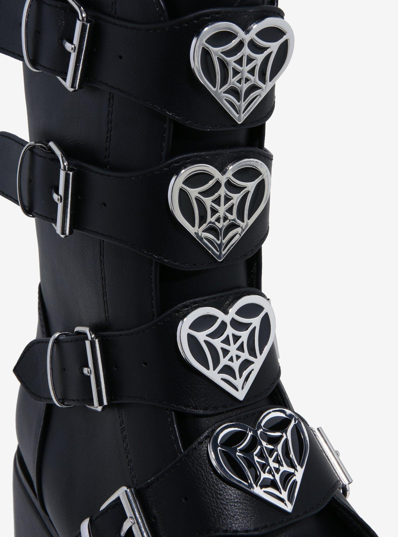 Strange Cvlt Black Web Heart Dominion Platform Boots, MULTI, alternate