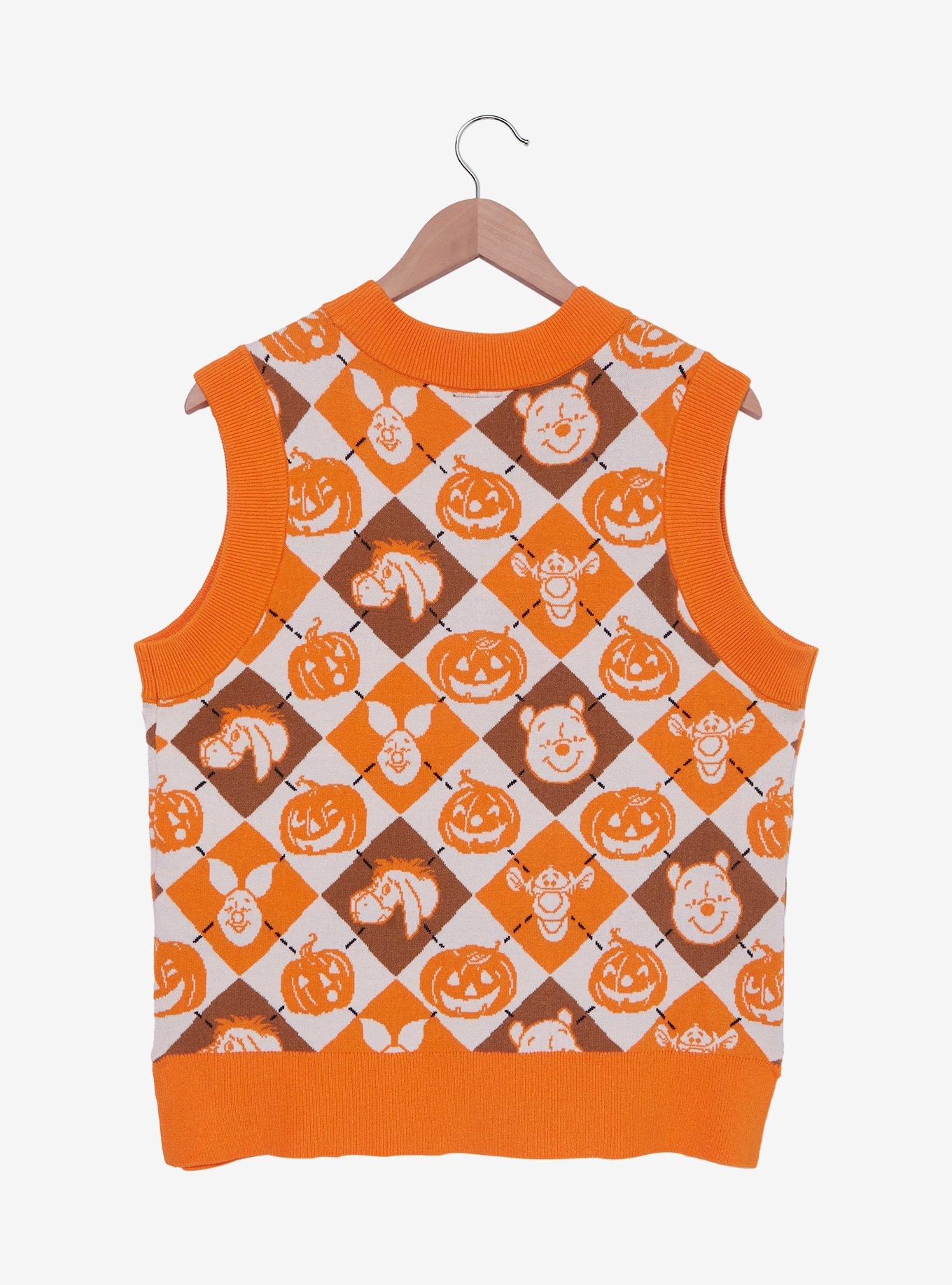 Disney Winnie the Pooh Characters & Pumpkins Argyle Women's Sweater Vest - BoxLunch Exclusive, , hi-res