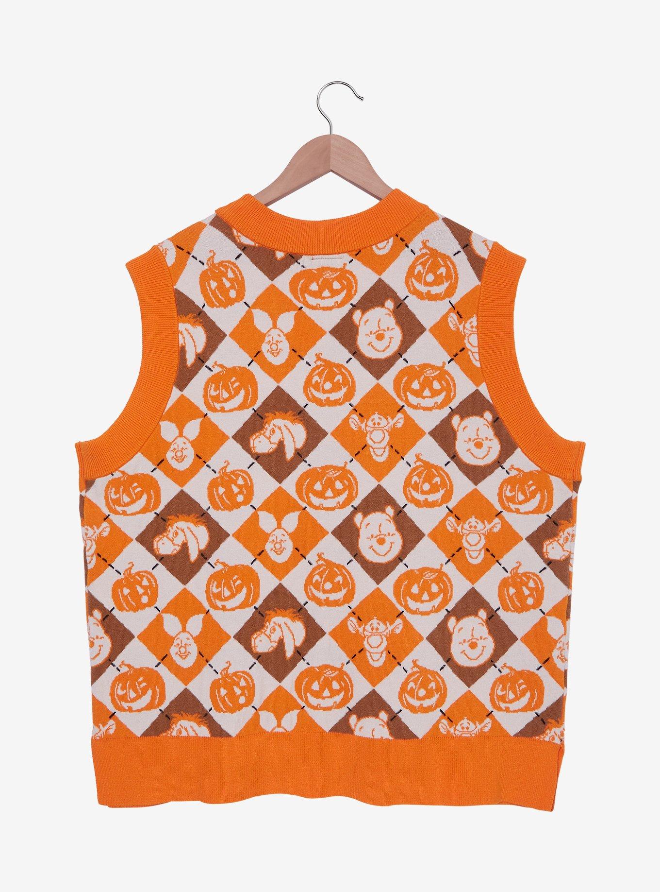 Disney Winnie the Pooh Characters & Pumpkins Argyle Women's Plus Size Sweater Vest - BoxLunch Exclusive, , hi-res