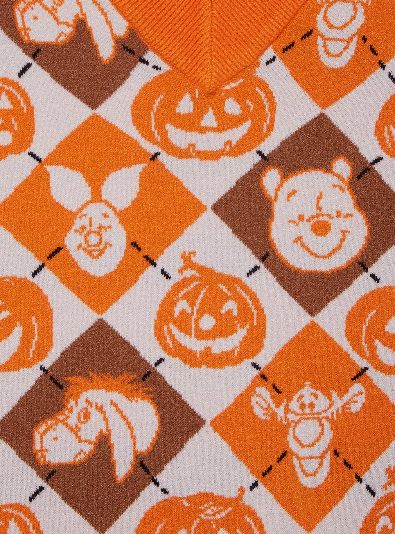 Disney Winnie the Pooh Characters & Pumpkins Argyle Women's Plus Size Sweater Vest - BoxLunch Exclusive, MULTI, alternate