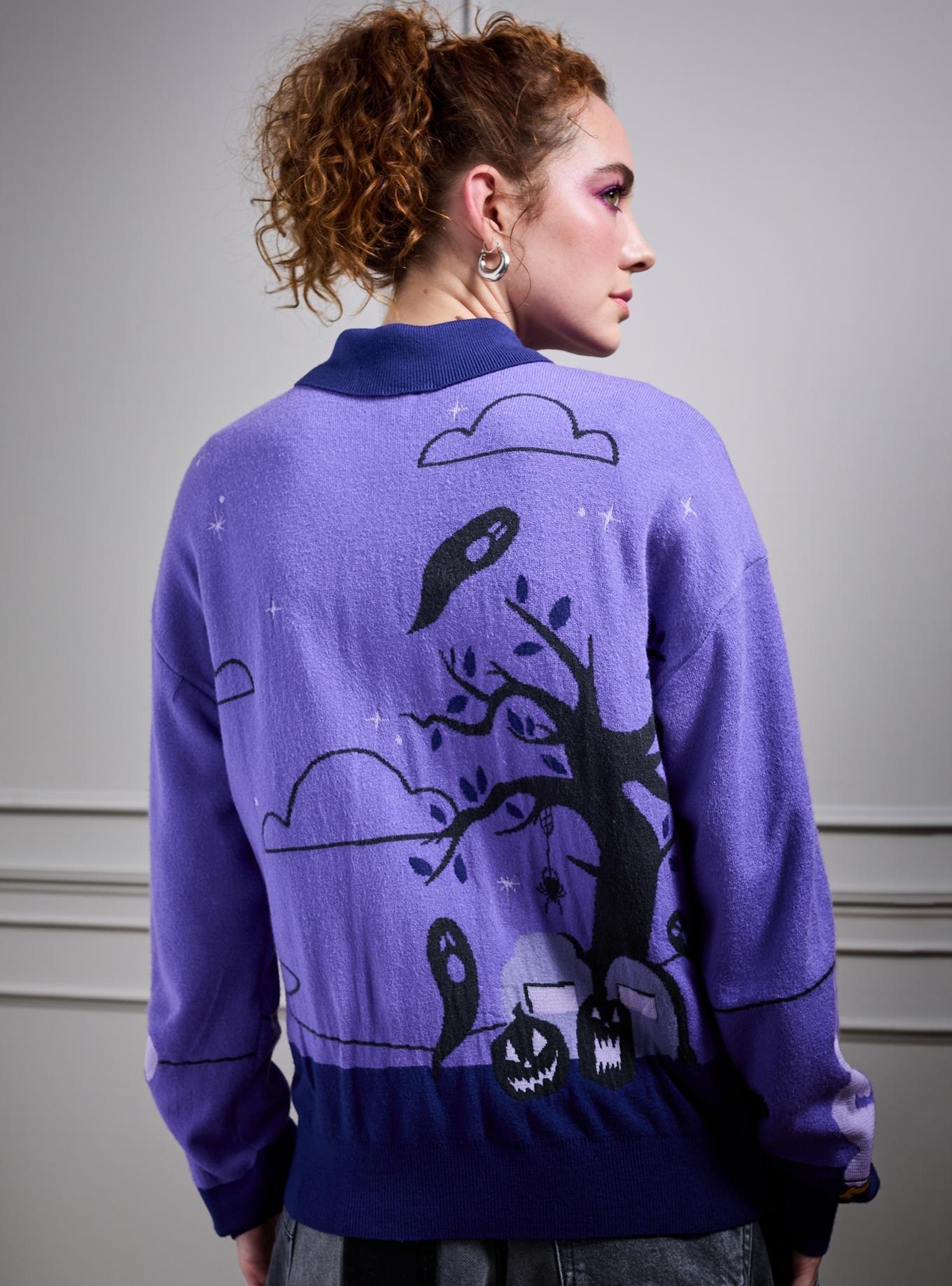 Disney Mickey & Friends Halloween Parade Women's Glow-in-the-Dark Cardigan - BoxLunch Exclusive, DARK PURPLE, alternate