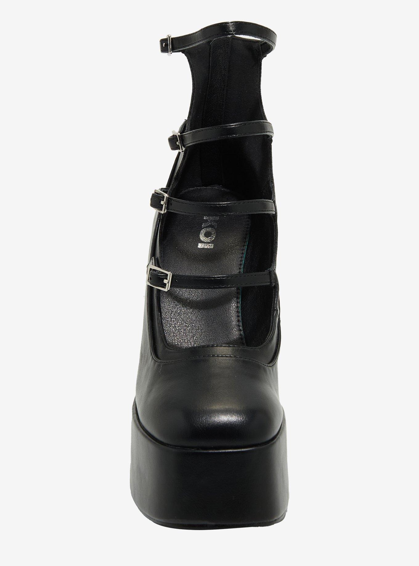 Koi Black Strappy Platform Heels, MULTI, alternate