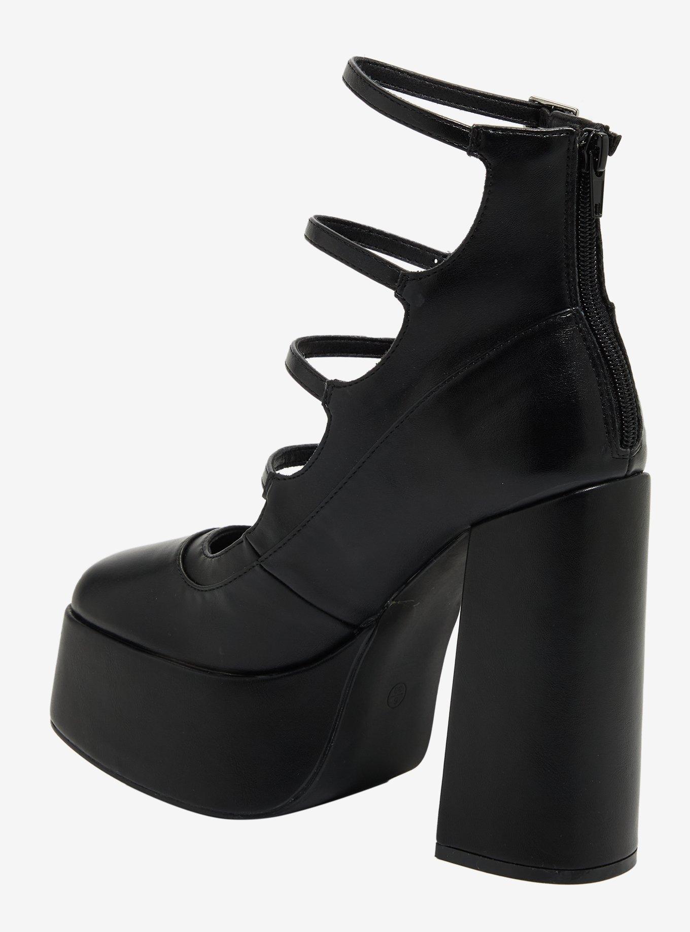 Koi Black Strappy Platform Heels, MULTI, alternate