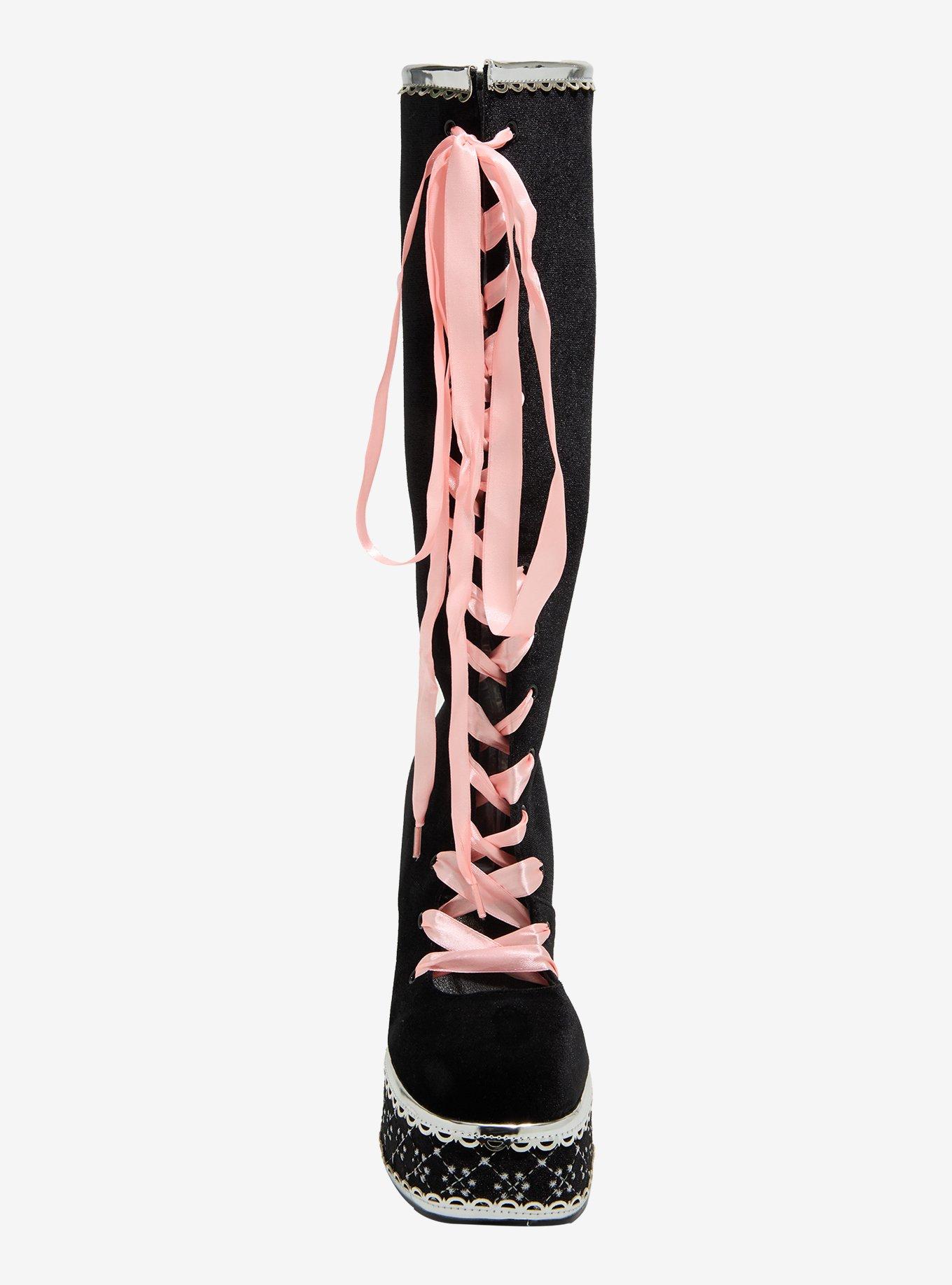 Koi Rose Lace-Up Platform Boots, MULTI, alternate