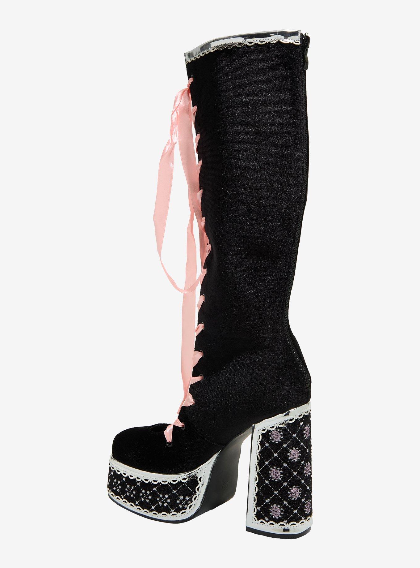 Koi Rose Lace-Up Platform Boots, MULTI, alternate