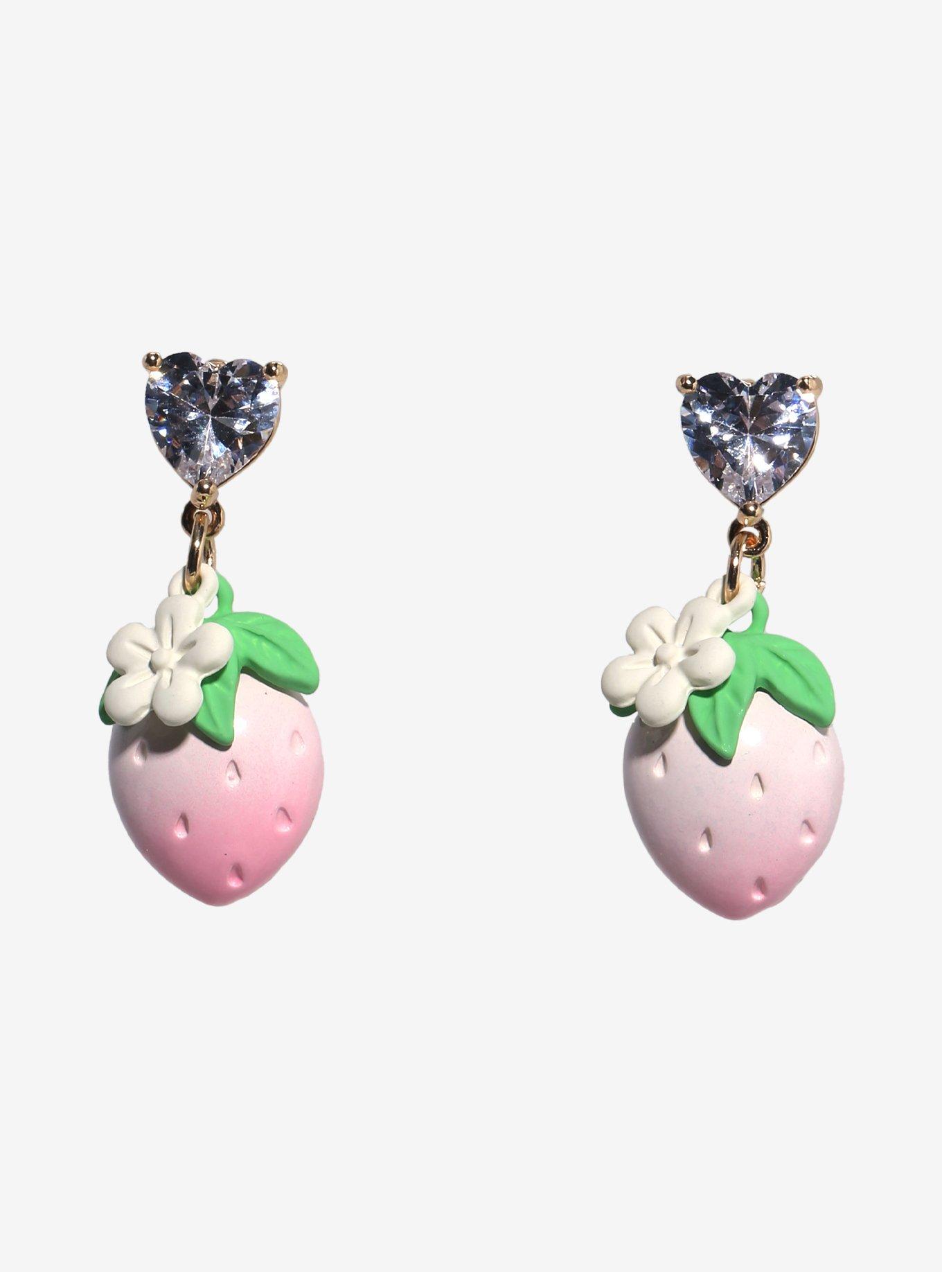Sweet Society Strawberry Heart Gem Earrings, , alternate