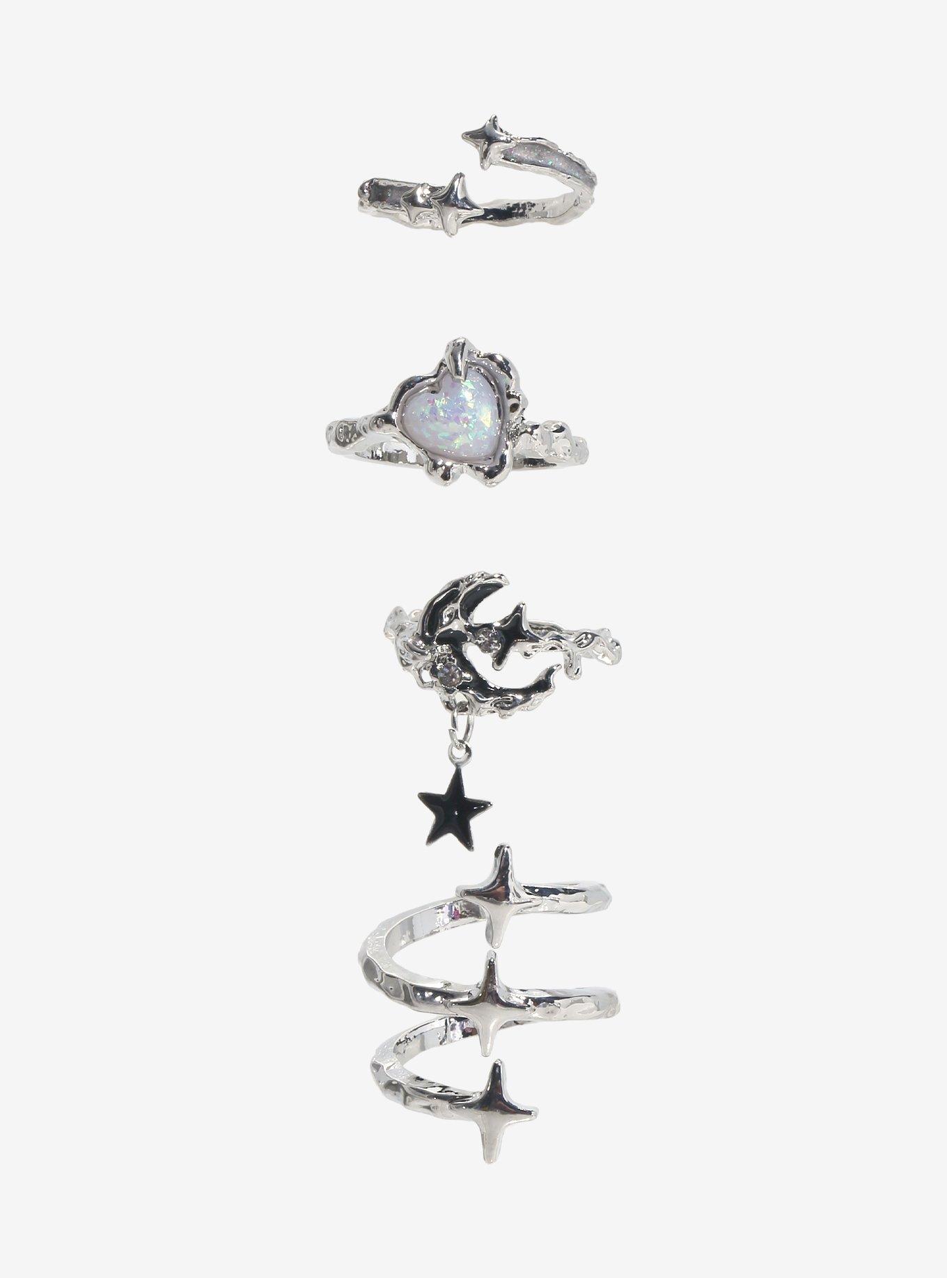 Shooting Star Opalescent Heart Ring Set, , hi-res