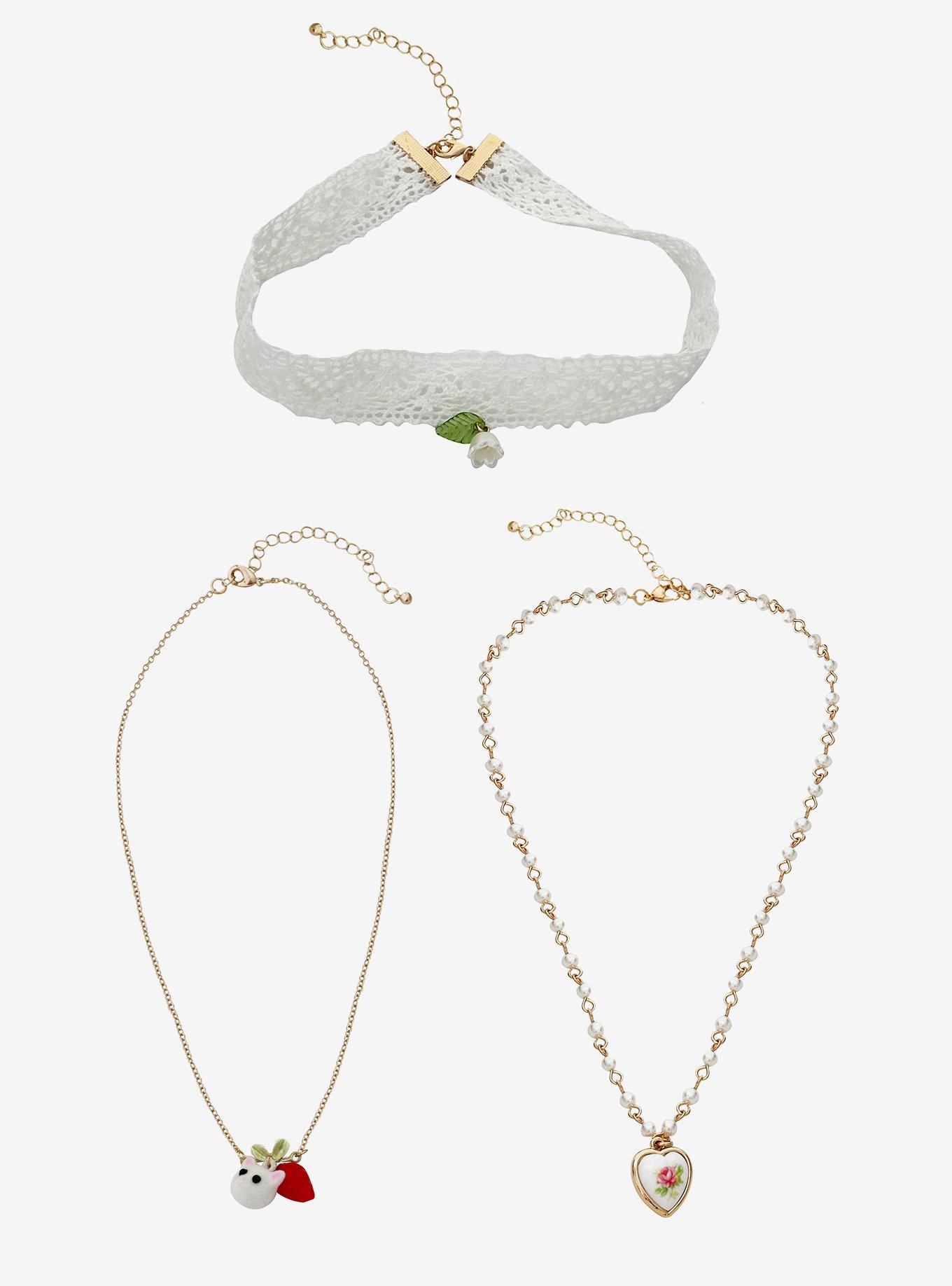 Thorn & Fable Cottage Kitties & Lace Necklace Set, , hi-res