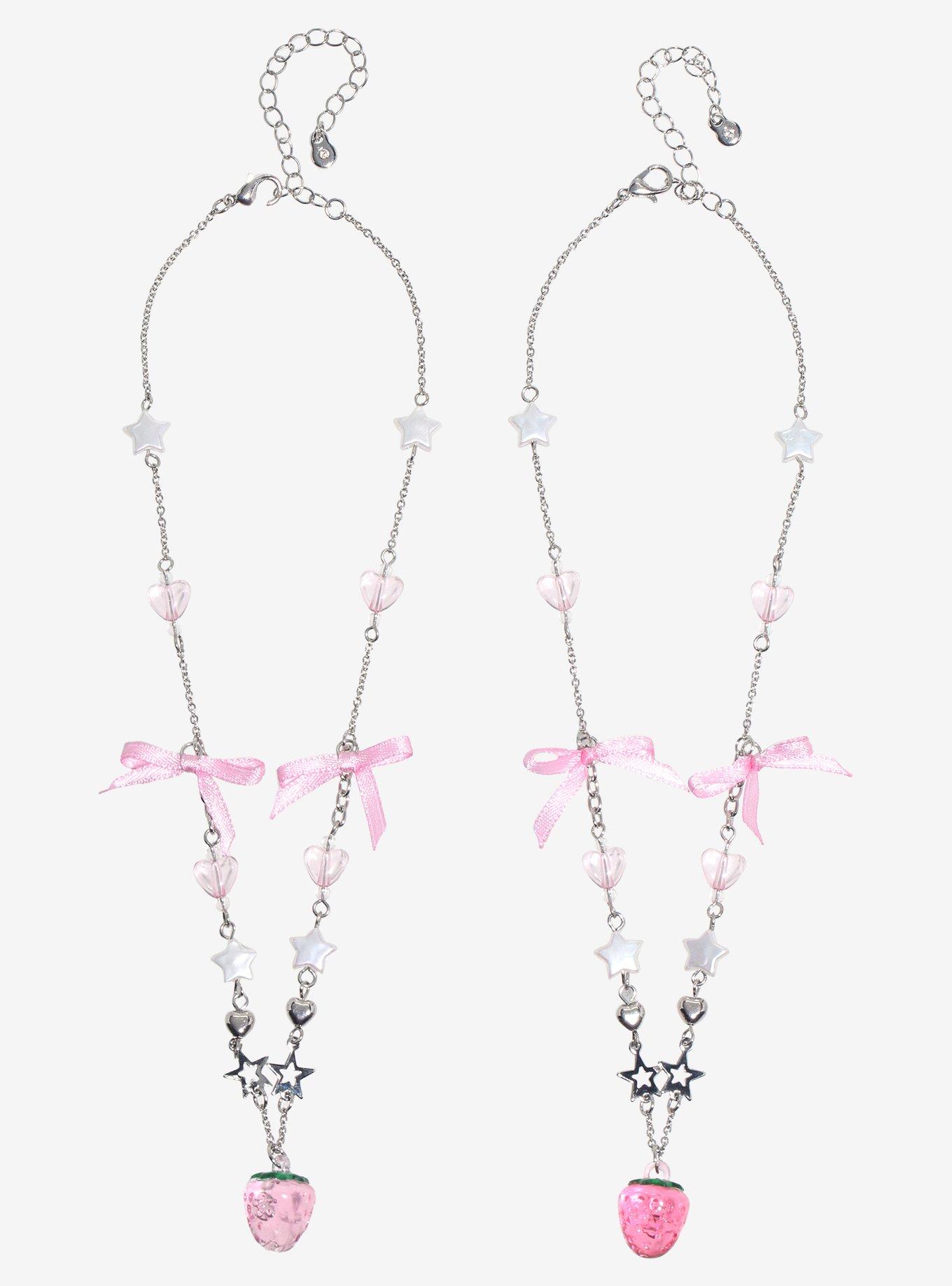 Sweet Society Strawberry Heart Best Friend Necklace Set, , hi-res
