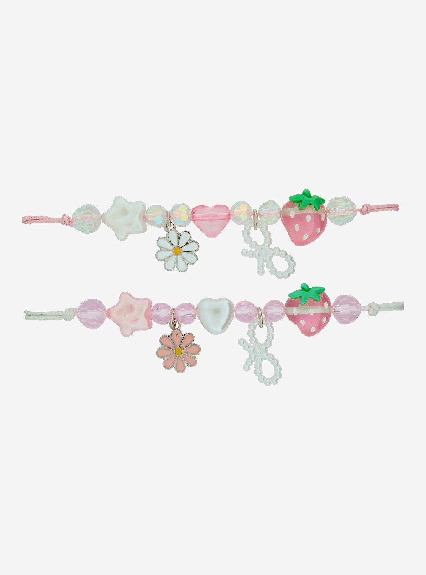 Sweet Society Strawberry Flower Best Friend Cord Bracelet Set, , hi-res