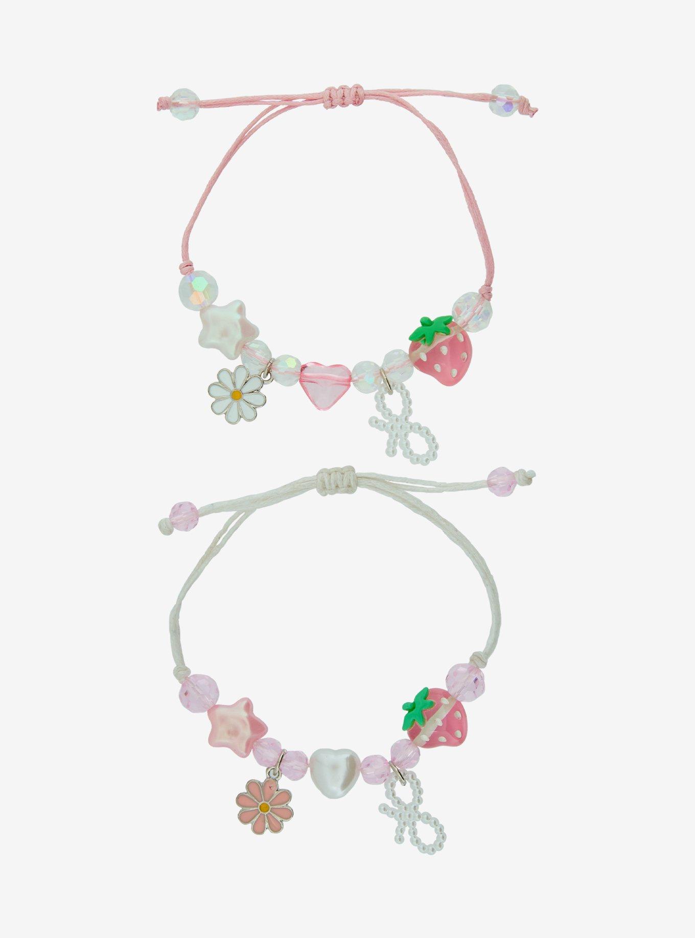 Sweet Society Strawberry Flower Best Friend Cord Bracelet Set, , alternate