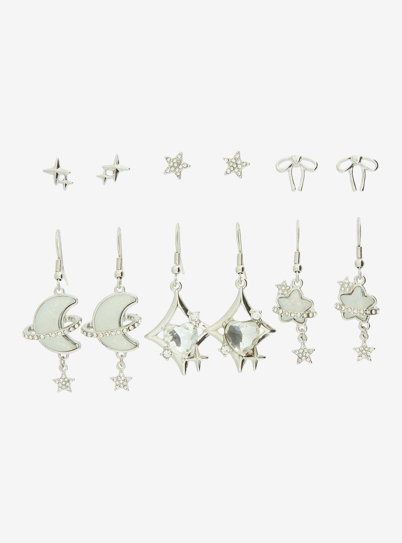 Cosmic Aura Celestial Bow Bling Earring Set, , hi-res