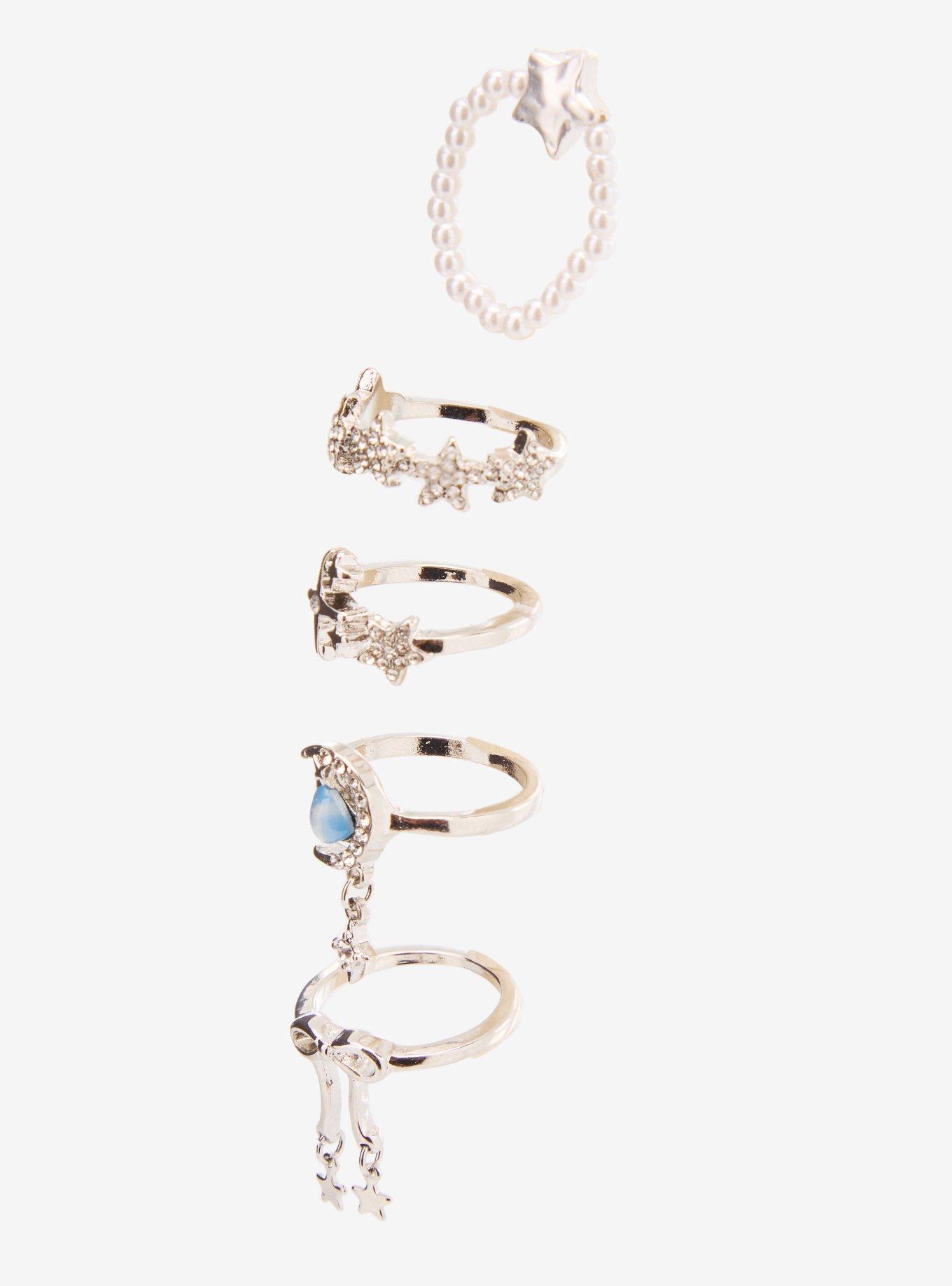 Cosmic Aura Blue Celestial Pearl Ring Set, , alternate