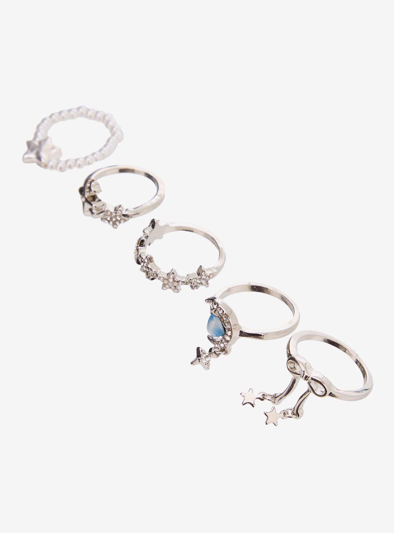 Cosmic Aura Blue Celestial Pearl Ring Set, , alternate