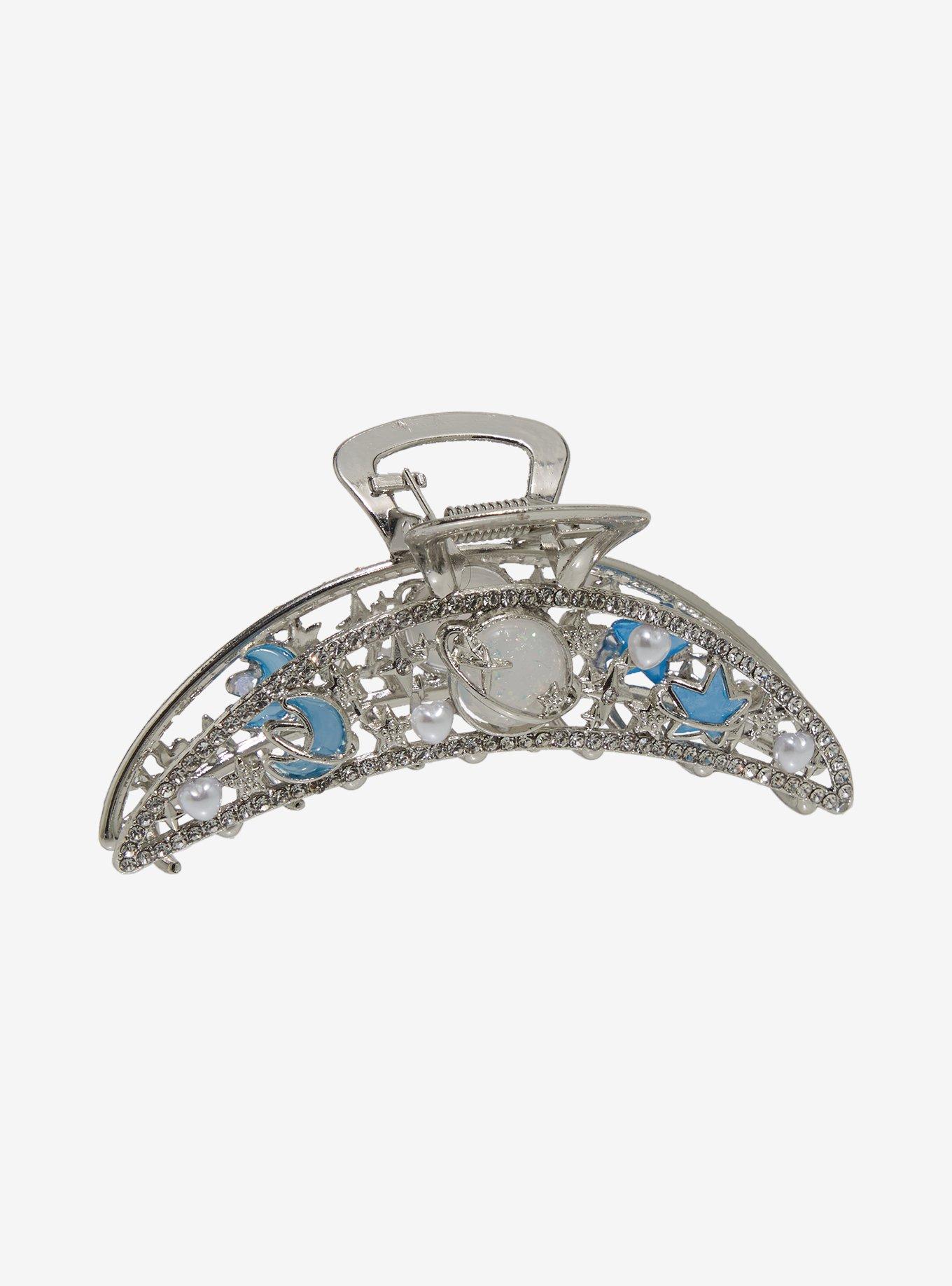 Cosmic Aura Blue Celestial Gem Claw Hair Clip, , hi-res