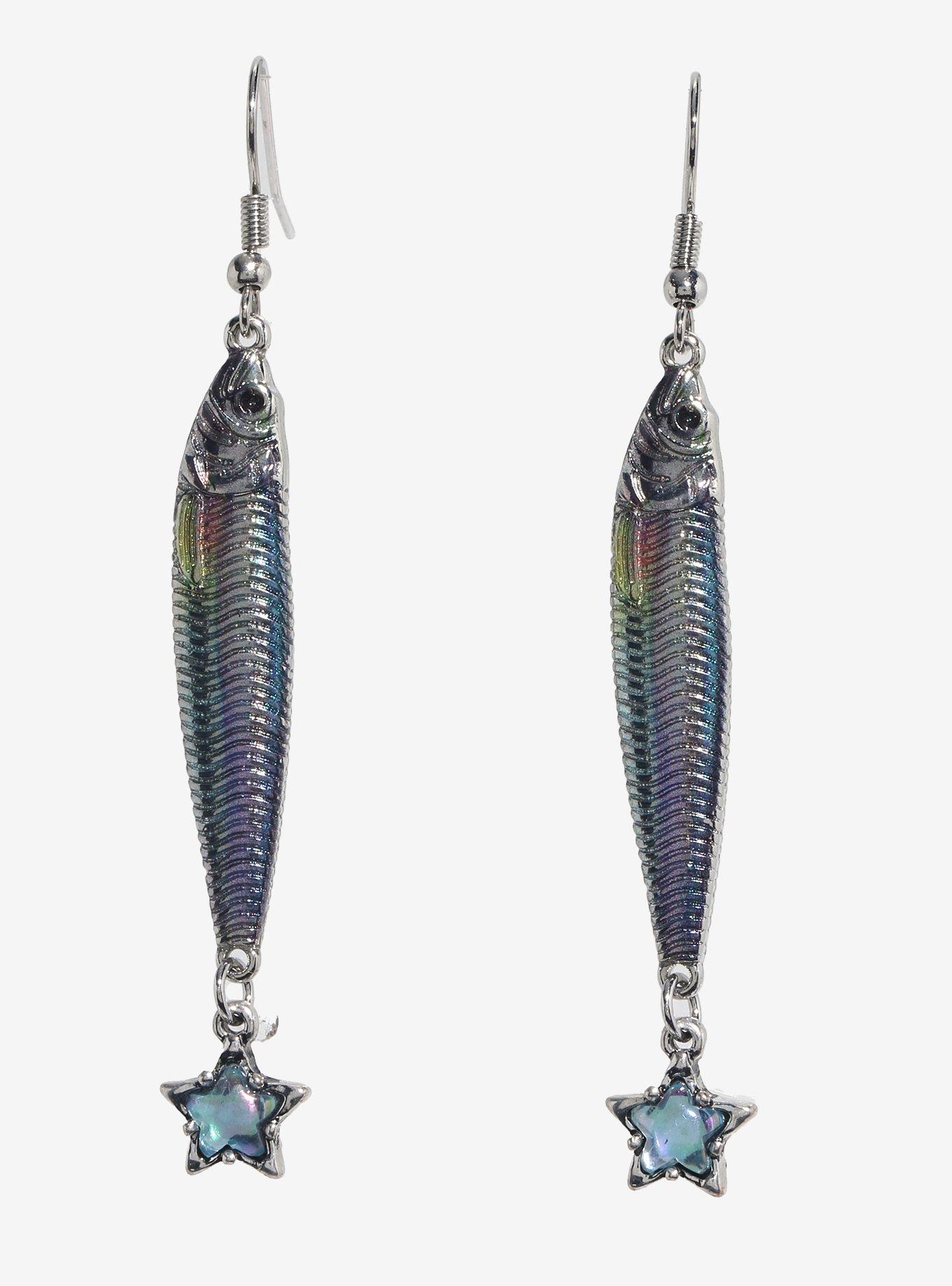 Iridescent Sardine Star Earrings, , hi-res