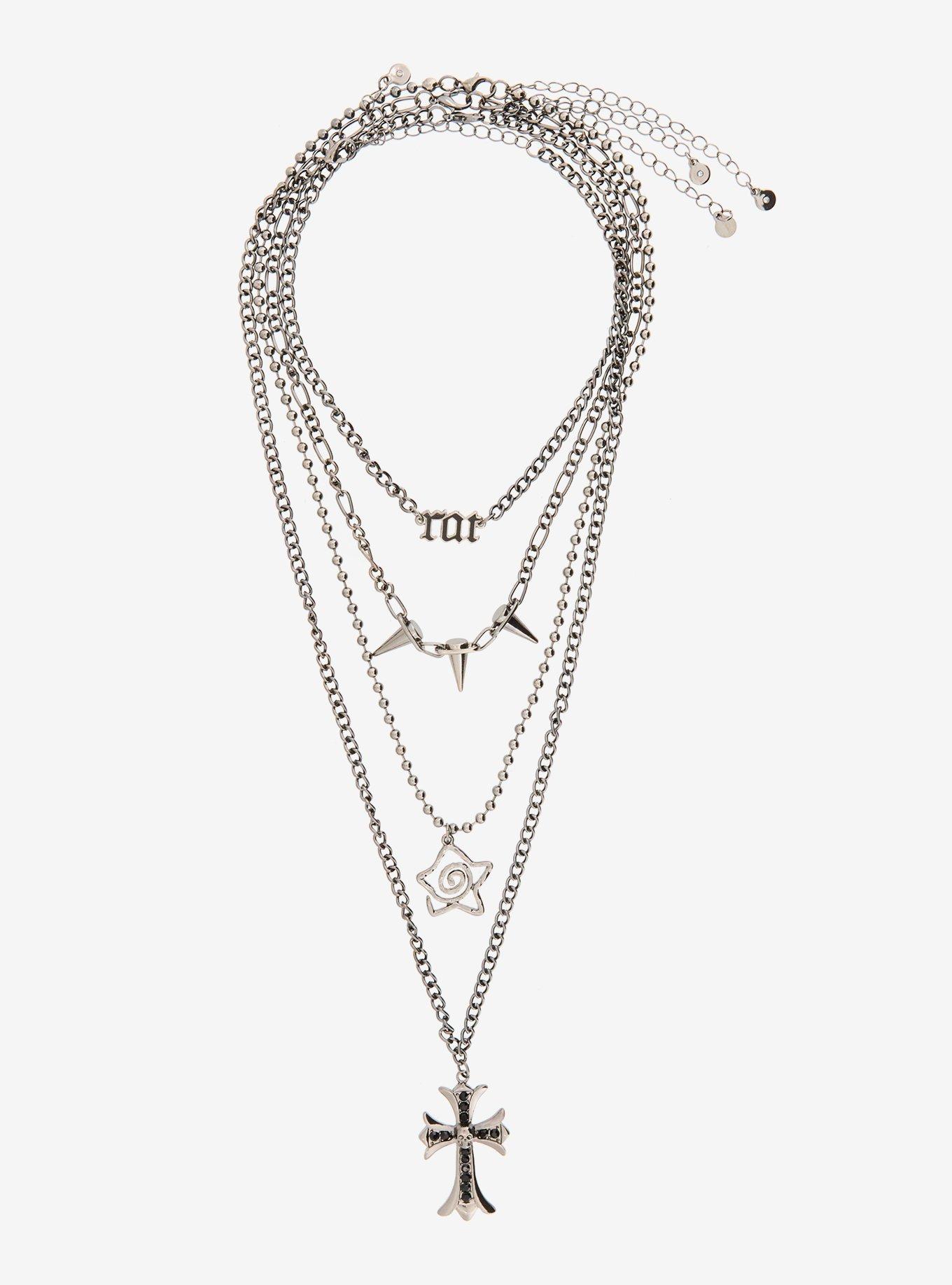 Rat Cross Spike Necklace Set, , hi-res