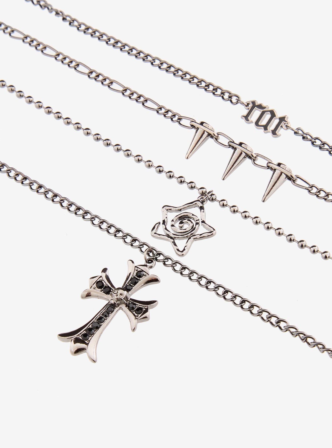 Rat Cross Spike Necklace Set, , alternate