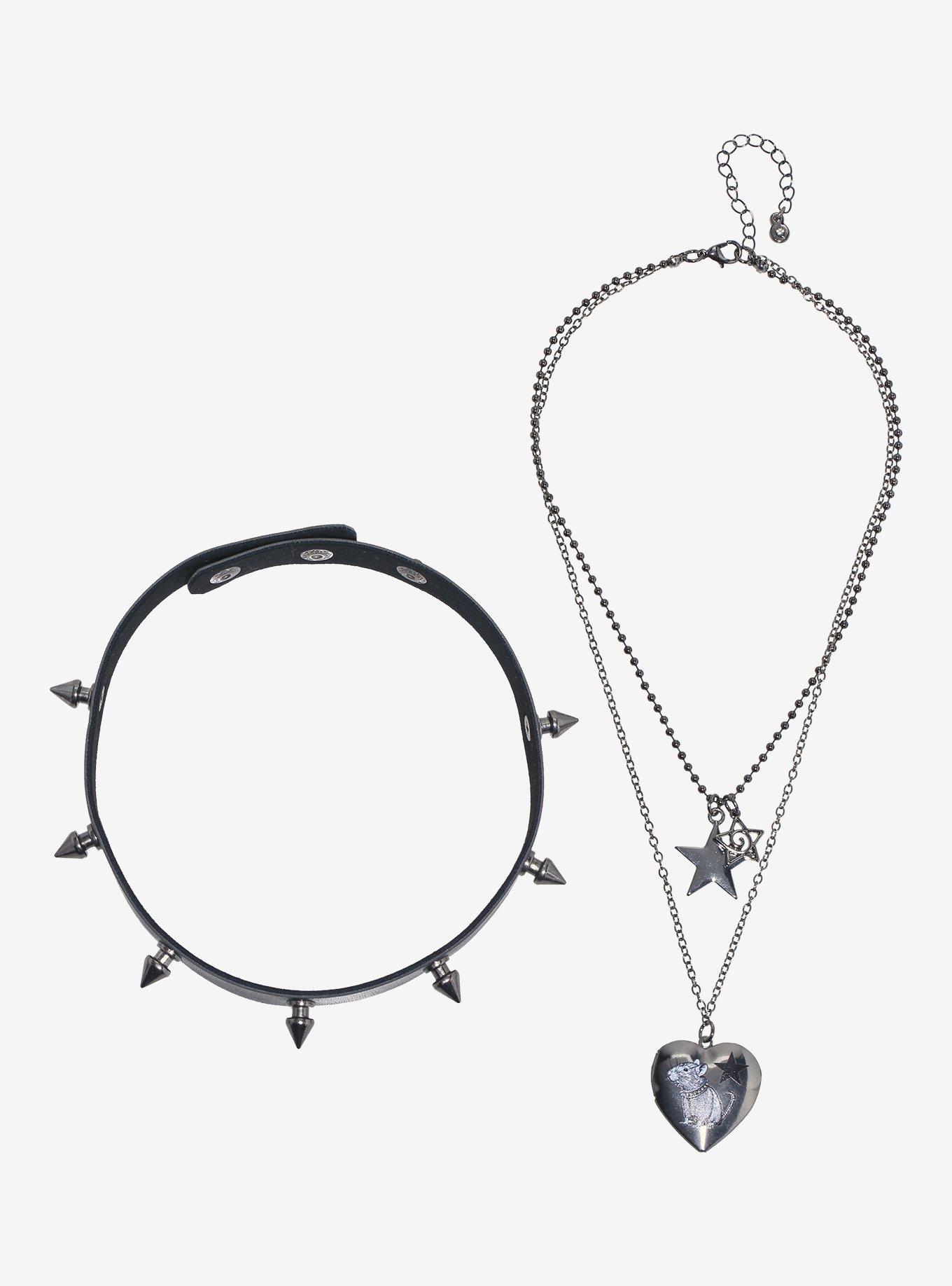 Rat Spike Locket Necklace Set, , hi-res