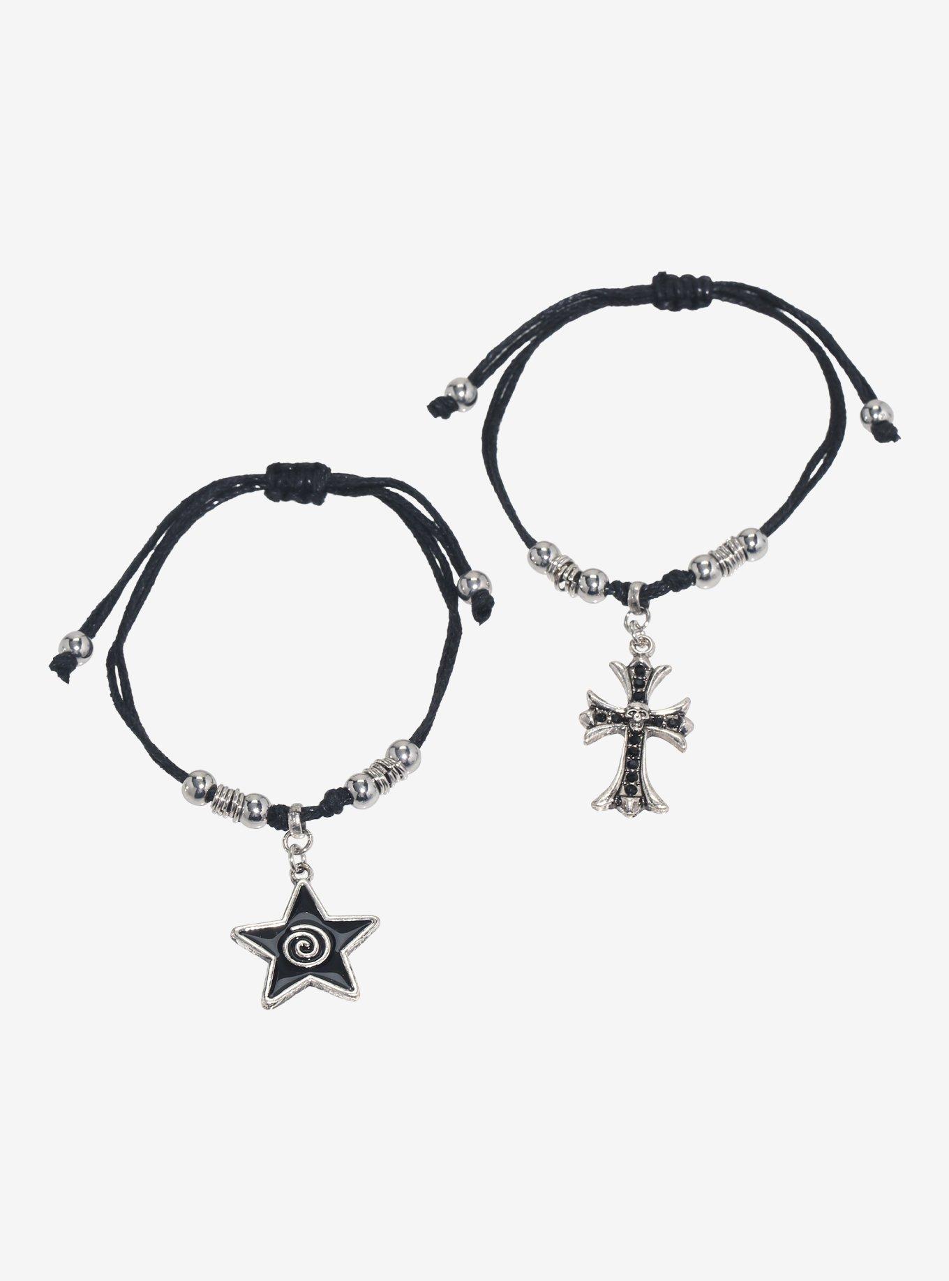 Grunge Spiral Star Cross Best Friend Cord Bracelet Set, , hi-res