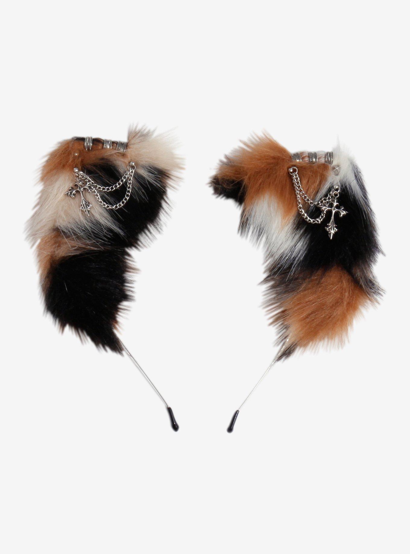 Calico Grunge Pierced Cat Ears Headband, , hi-res