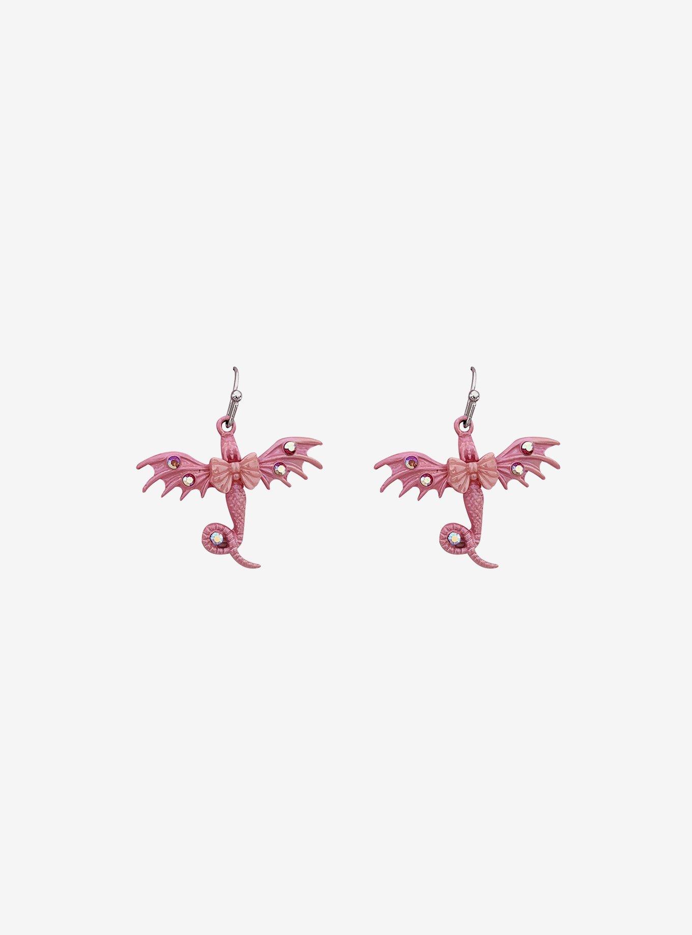 Sweet Society Pink Jeweled Dragon Drop Earrings, , hi-res