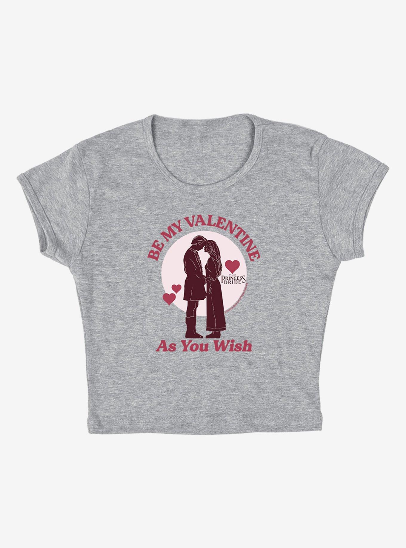 The Princess Bride Be My Valentine As You Wish Cap Sleeve Baby Rib Women's Crop Top, ATHLETIC HEATHER, alternate